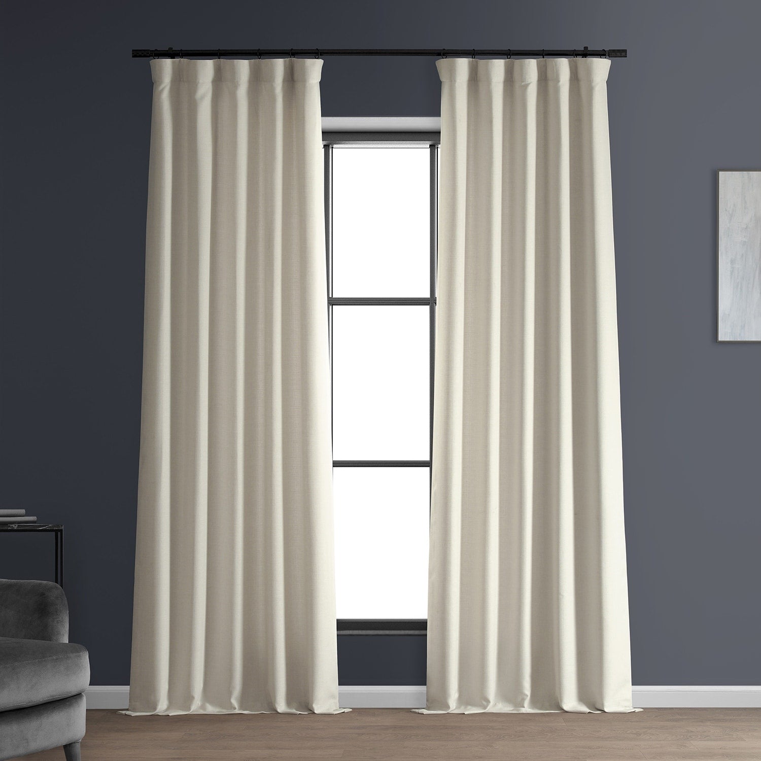 Exclusive Fabrics Italian Faux Linen Room Darkening Curtains for Bedroom & Living Room Curtains - Single Panel Window Curtains