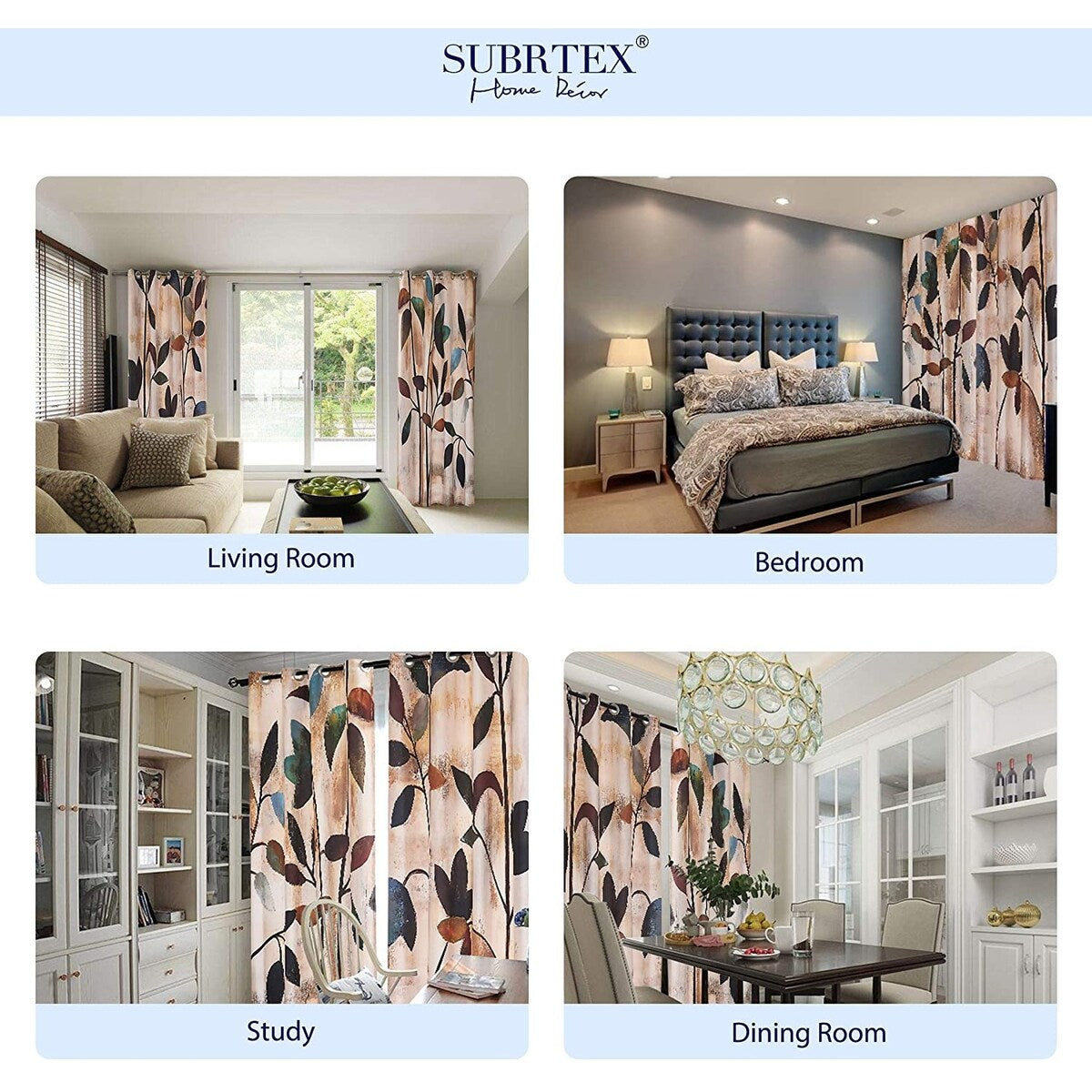 Subrtex Printed 2 Piece Panels Blackout Curtains Colorful Window Drapes