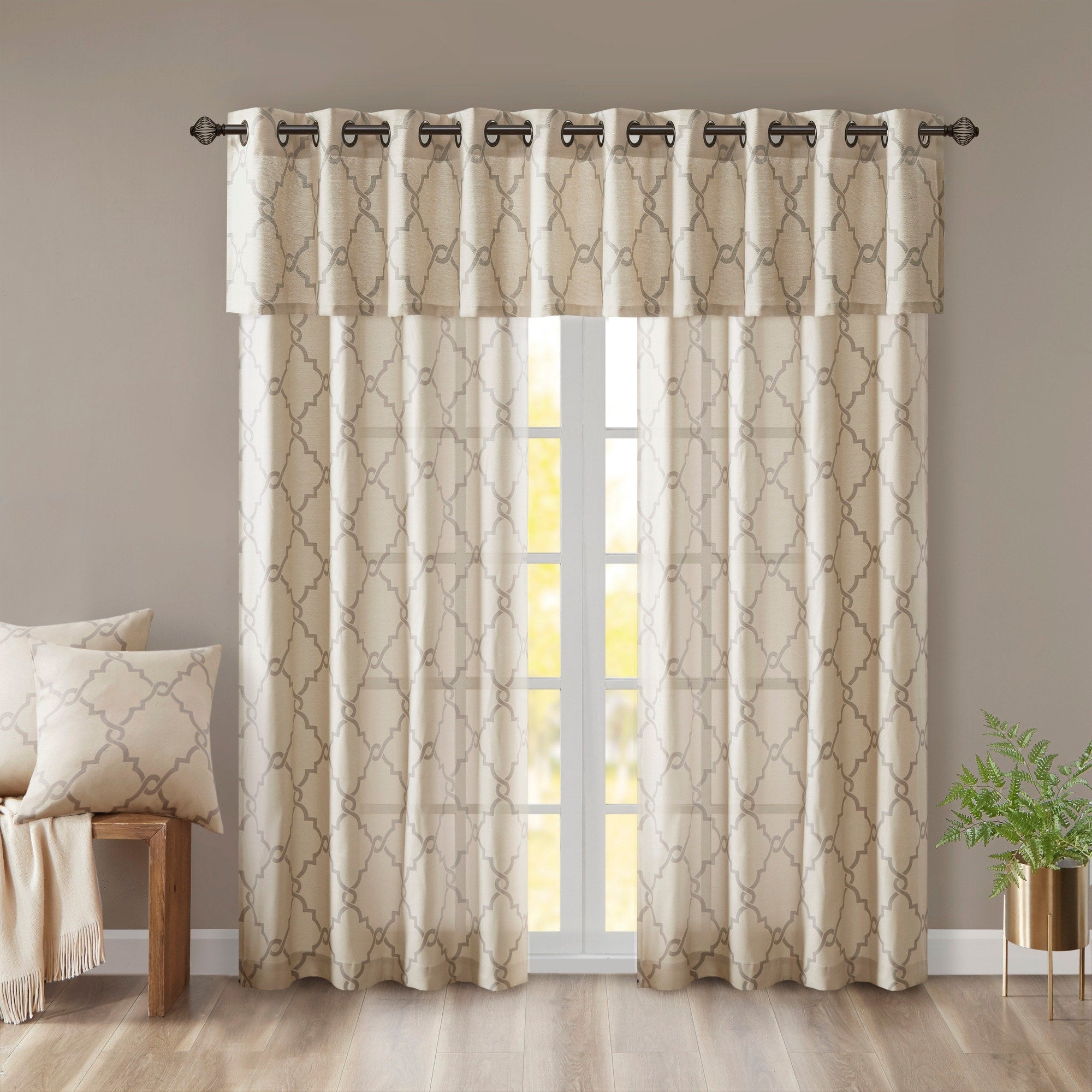 Madison Park Westmont Fretwork Print Grommet Top Window Single Curtain Panel