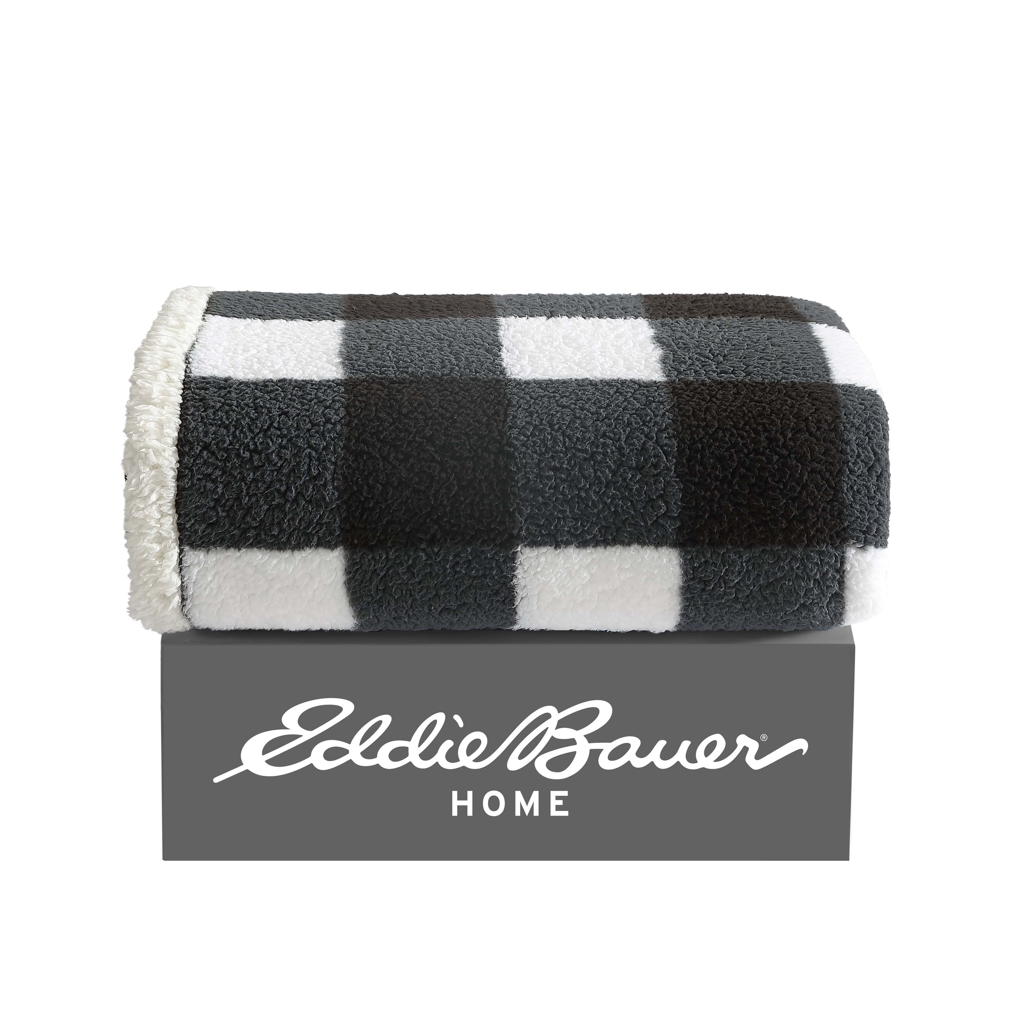 Eddie Bauer Printed Faux Shearling- Reversible Throw Blankets