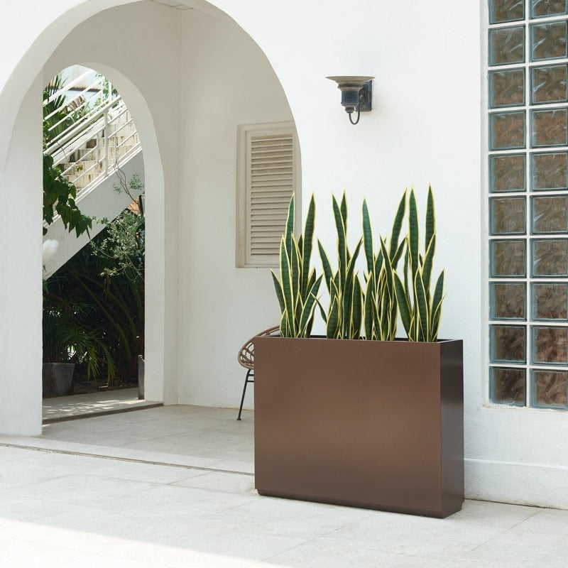 Metallic Heavy Planter for Outdoor Plants, 38Lx10Wx30H Inches Tall and Long Metal Divider Planter Box - 38x30x10