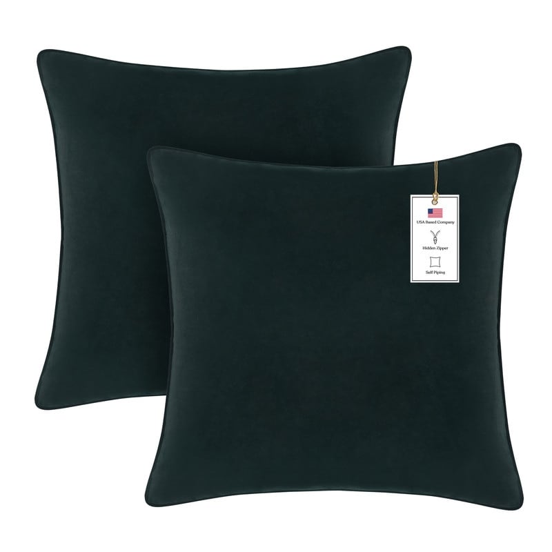 A1HC Set of 2 Luxurious Fine Soft Velvet Throw Pillow Covers Only, For Sofas, Beds, Vibrant Colors and Hidden Zipper