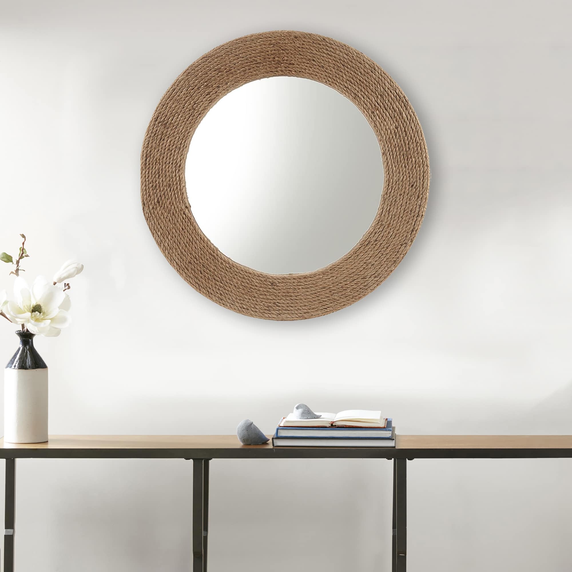 Madison Park Cove Natural Jute Rope Round Wall Mirror 26