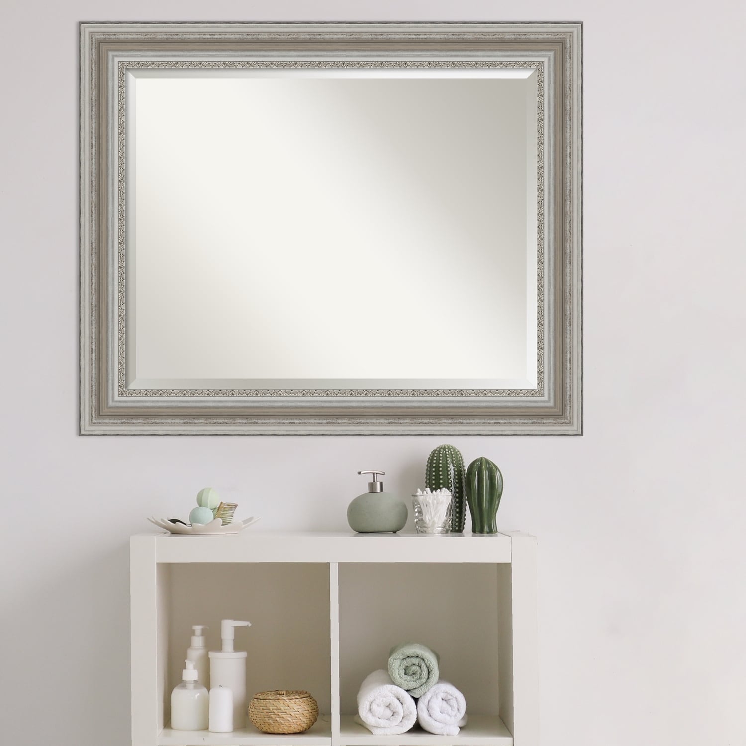 Beveled Bathroom Wall Mirror - Parlor Silver Frame