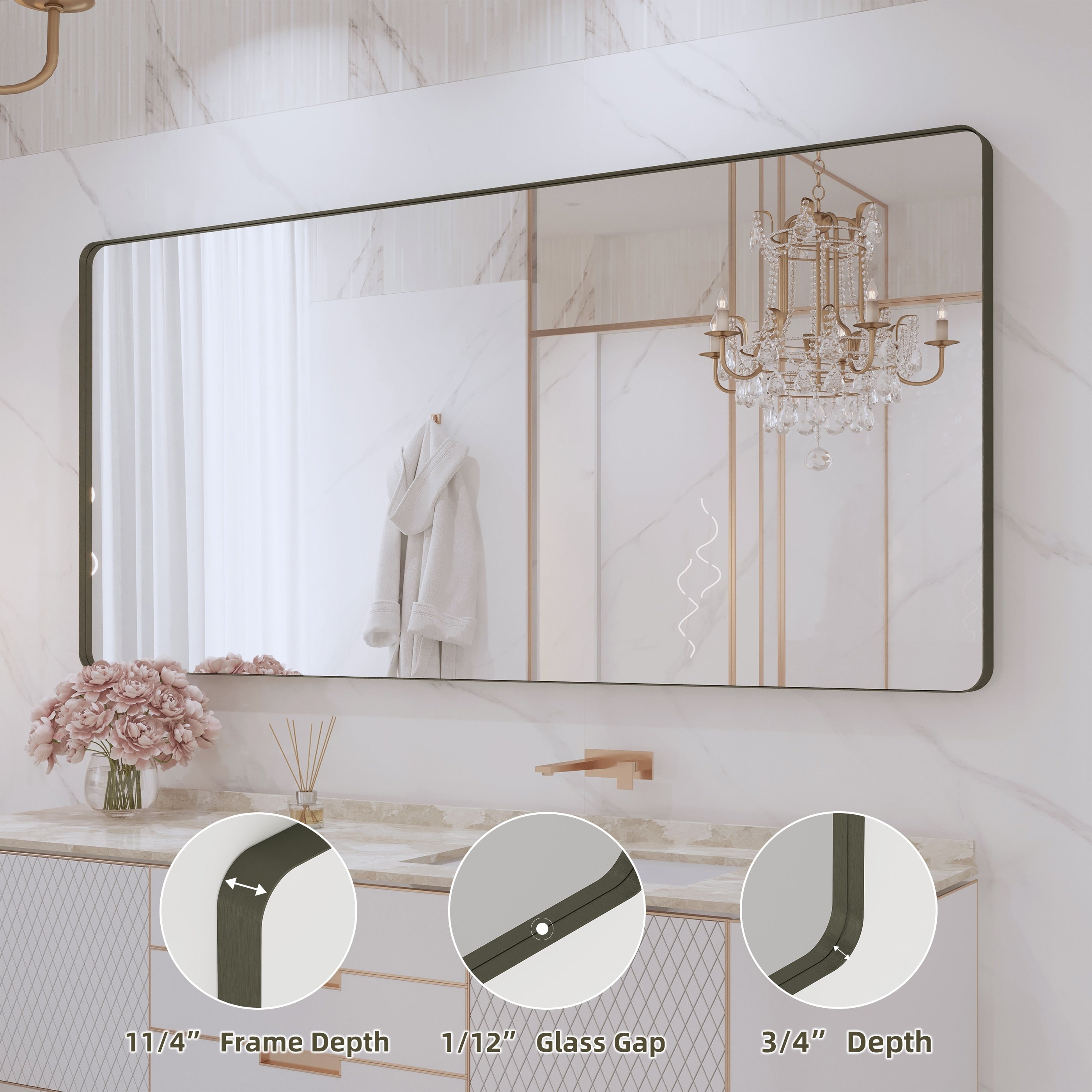 Framed Wall Mounted Bathroom Vanity Mirror