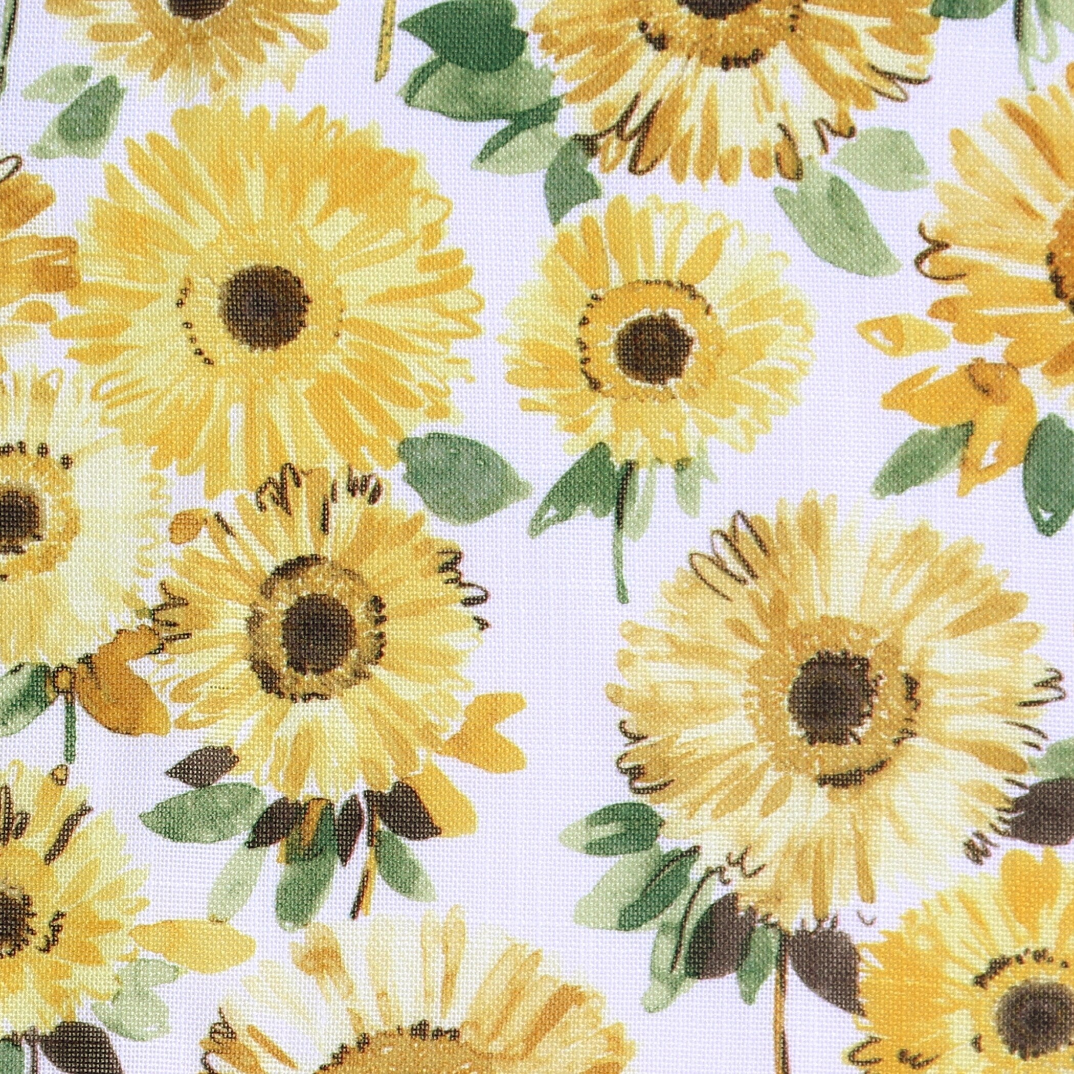 No. 918 Sunny Sunflower Print Semi-Sheer Rod Pocket Kitchen Curtain Valance - 54 x 14