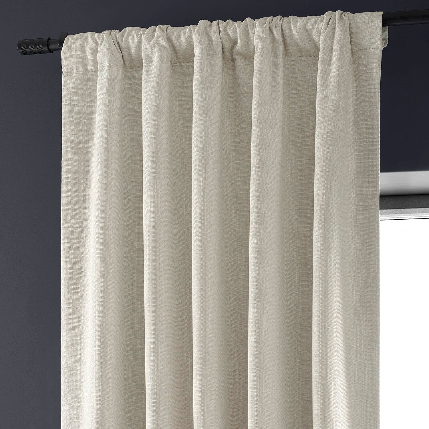 Exclusive Fabrics Faux Linen 100% Blackout Curtains Heat and Light Blocking - (1 Panel)