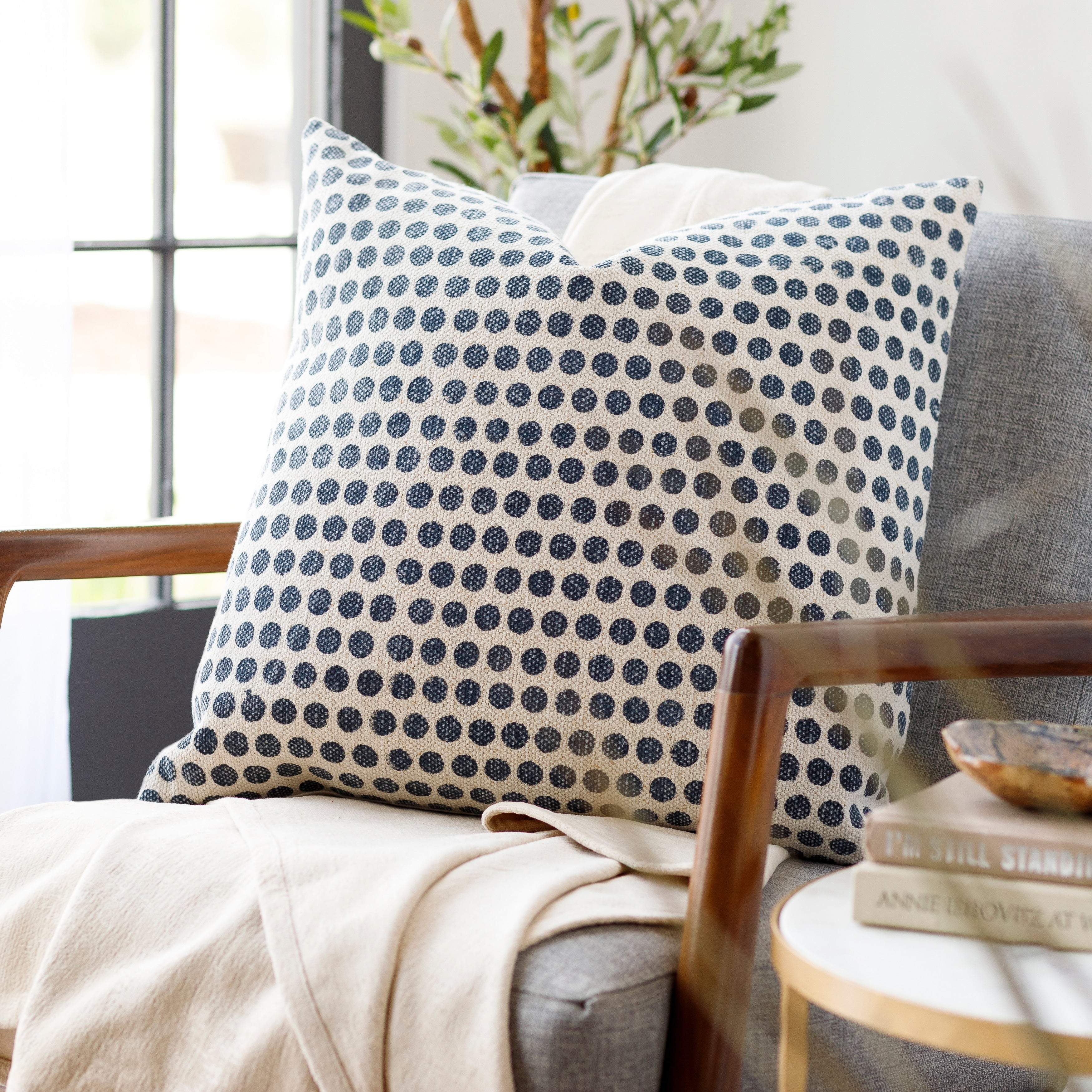 Faizah Block Print Dotted Cotton Throw Pillow