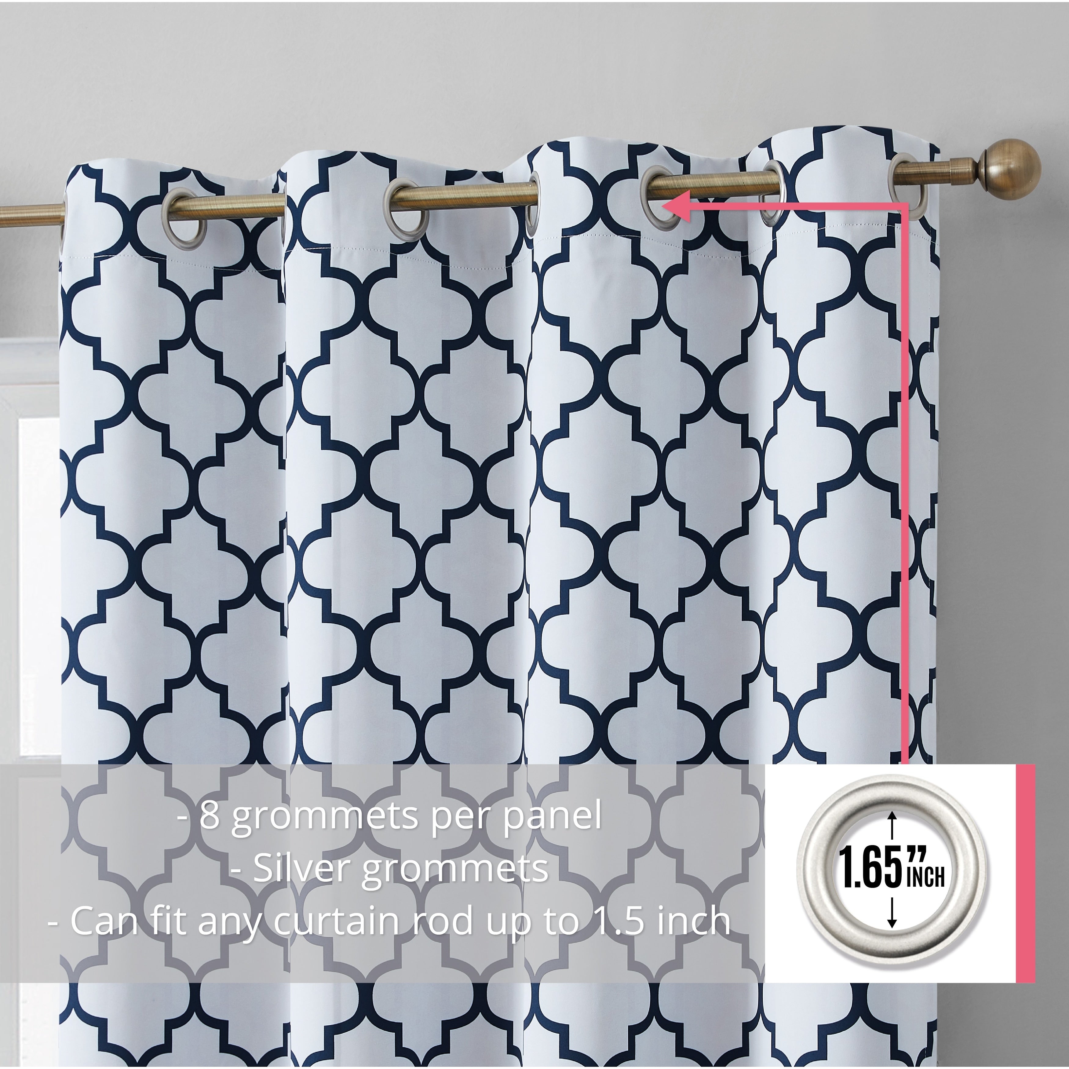 HLC.me Lattice Geometric Blackout Thermal Privacy Room Darkening Grommet Window Drapes Curtain Panels - Set of 2