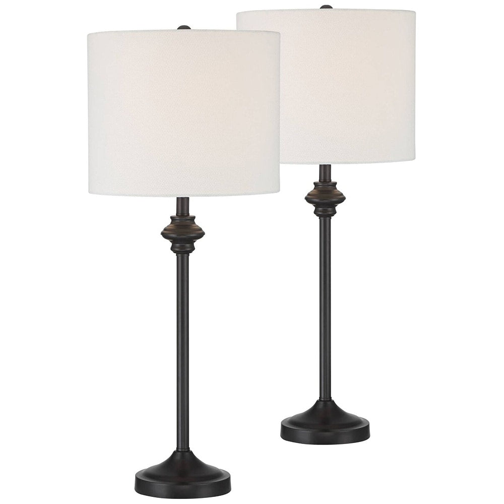 Modern Buffet Table Lamps 26 High Set of 2 Black White Shade - 11 x 26