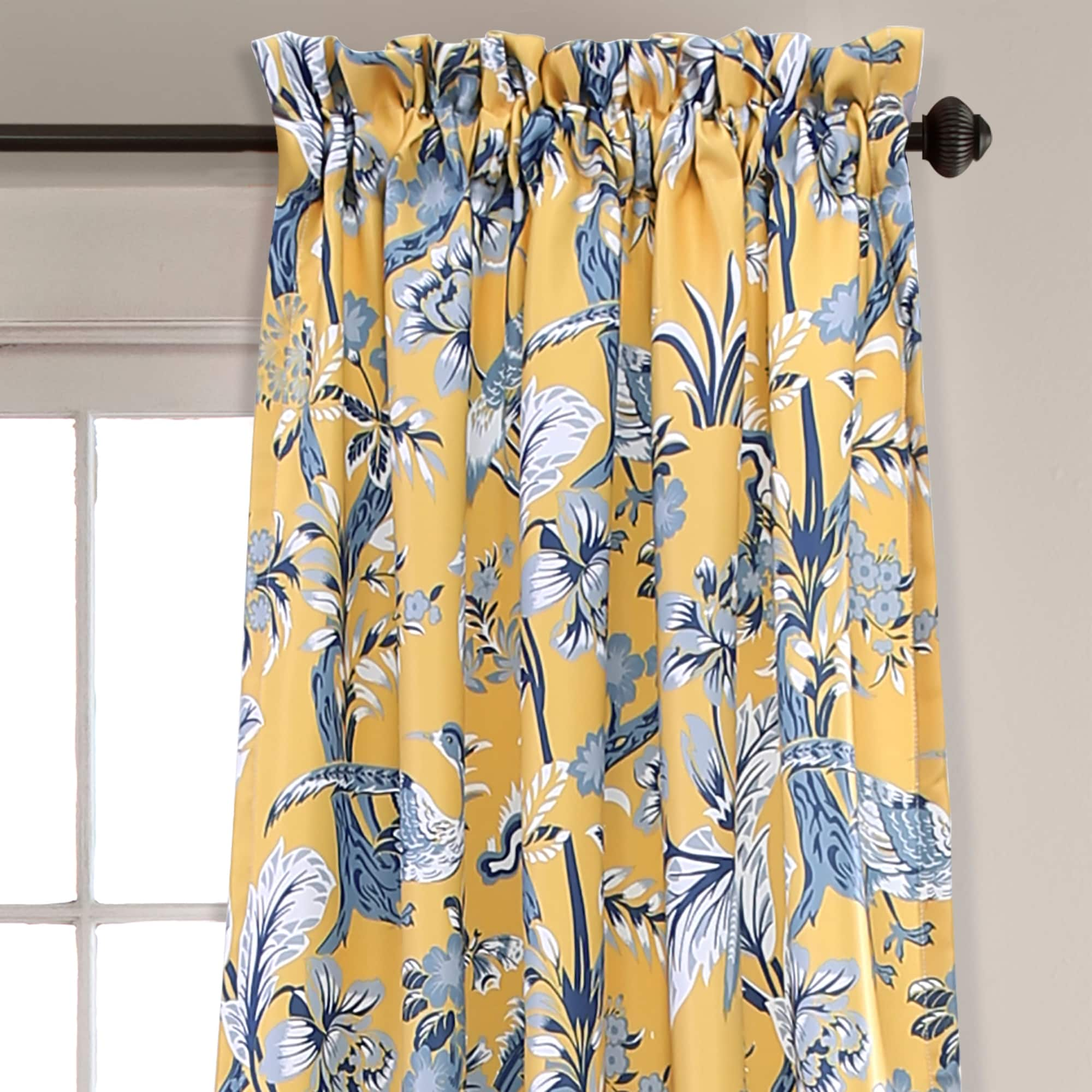 Lush Decor Dolores Light Filtering Floral Bird Print Curtain Pair Panels