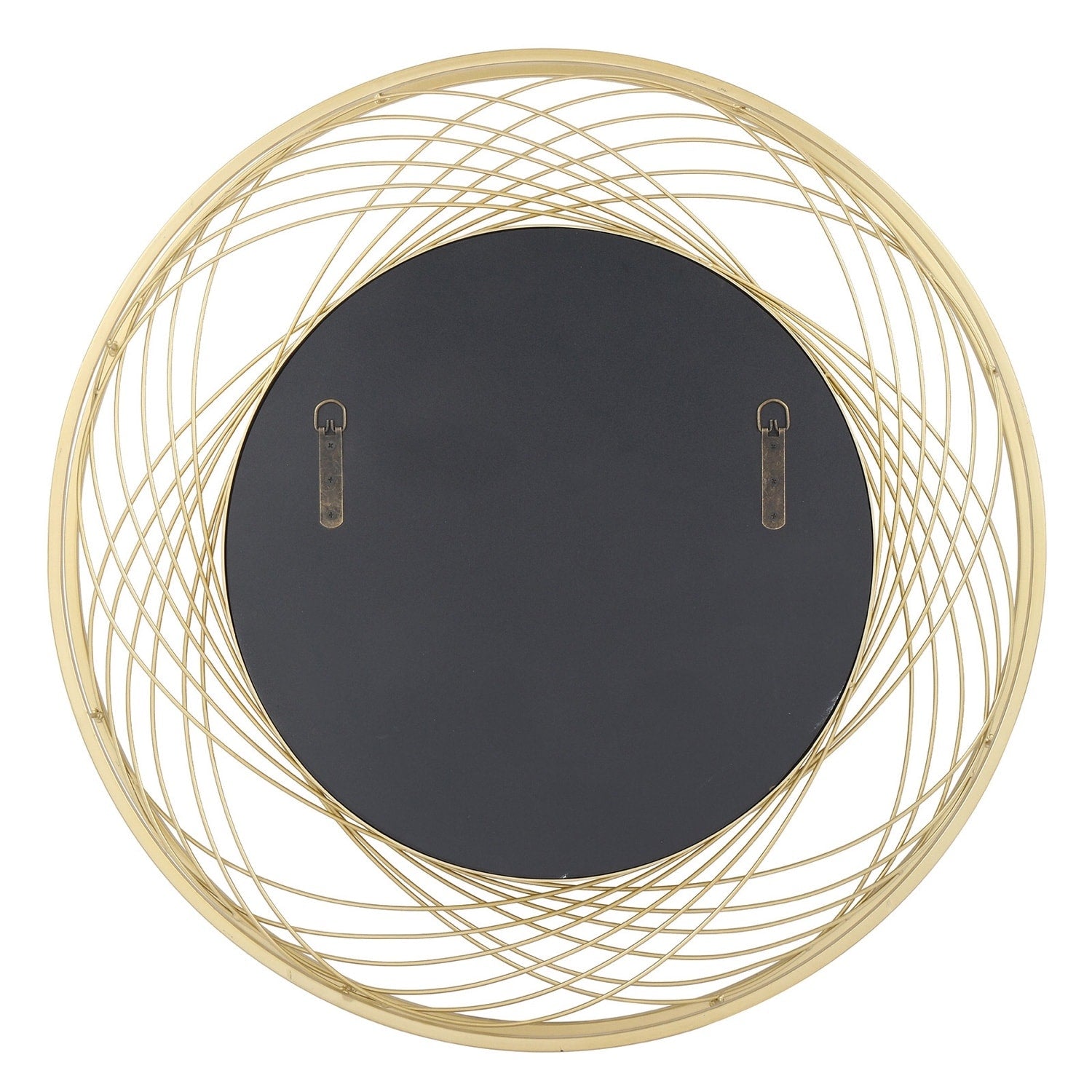 MacLuu Gold Art Round Mirror with Metal Wire Frame - 27.56 W x 27.56 H x 2.76 D