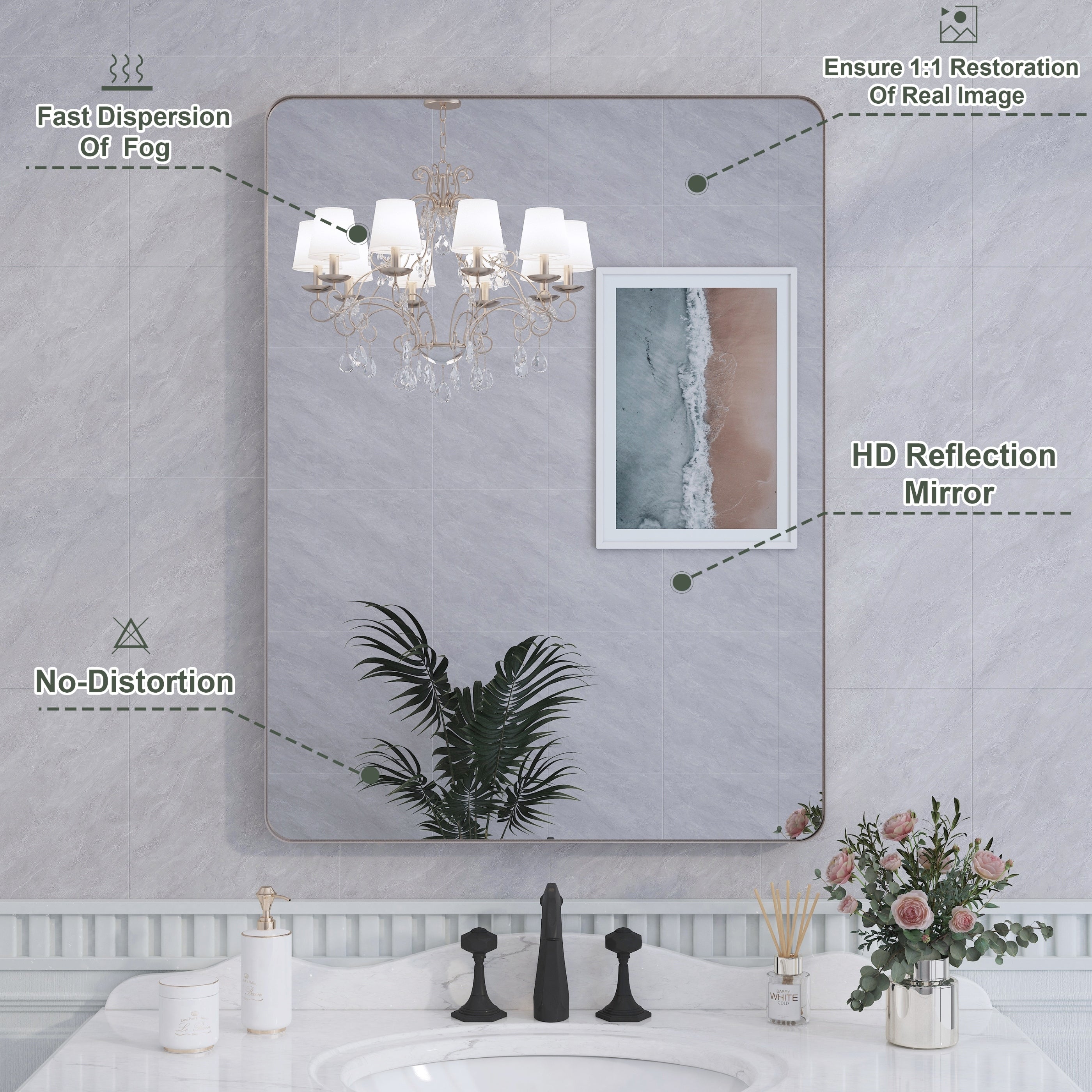 Framed Wall Mounted Bathroom Vanity Mirror