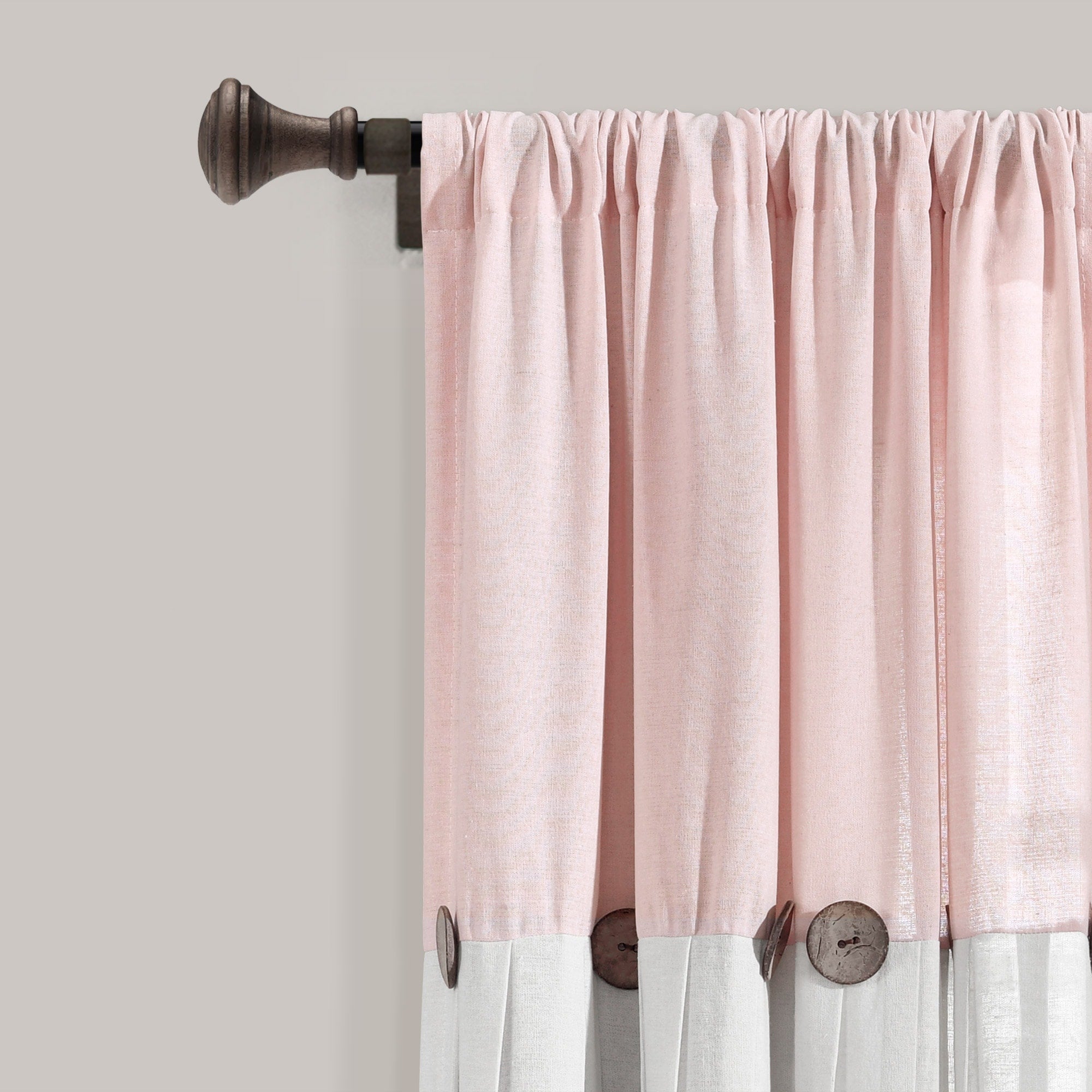 Lush Decor Linen Button Single Panel Window Curtain