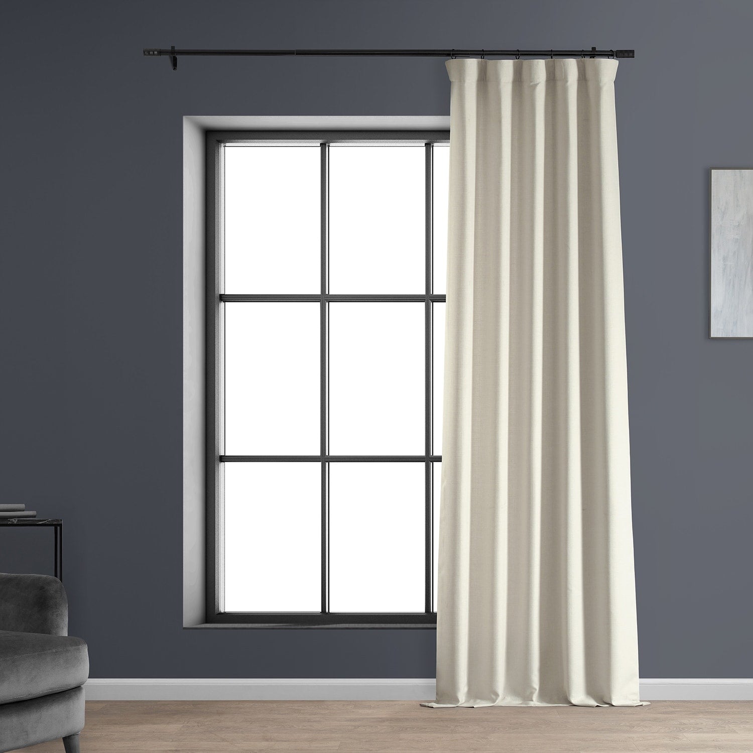 Exclusive Fabrics Italian Faux Linen Room Darkening Curtains for Bedroom & Living Room Curtains - Single Panel Window Curtains