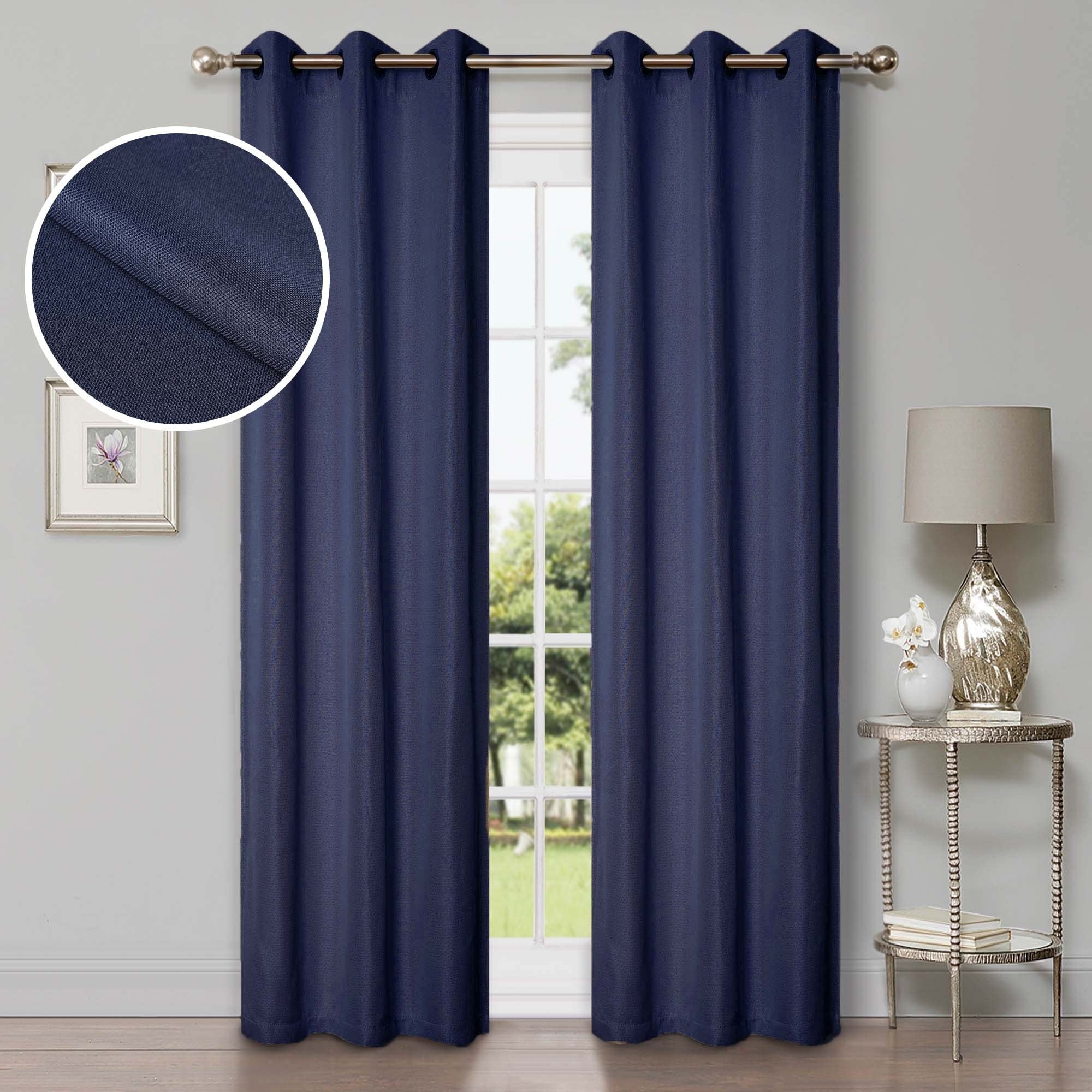 Superior Classic Linen Pattern Room Darkening Blackout Curtains, Rod Pocket or Grommets, Set of 2