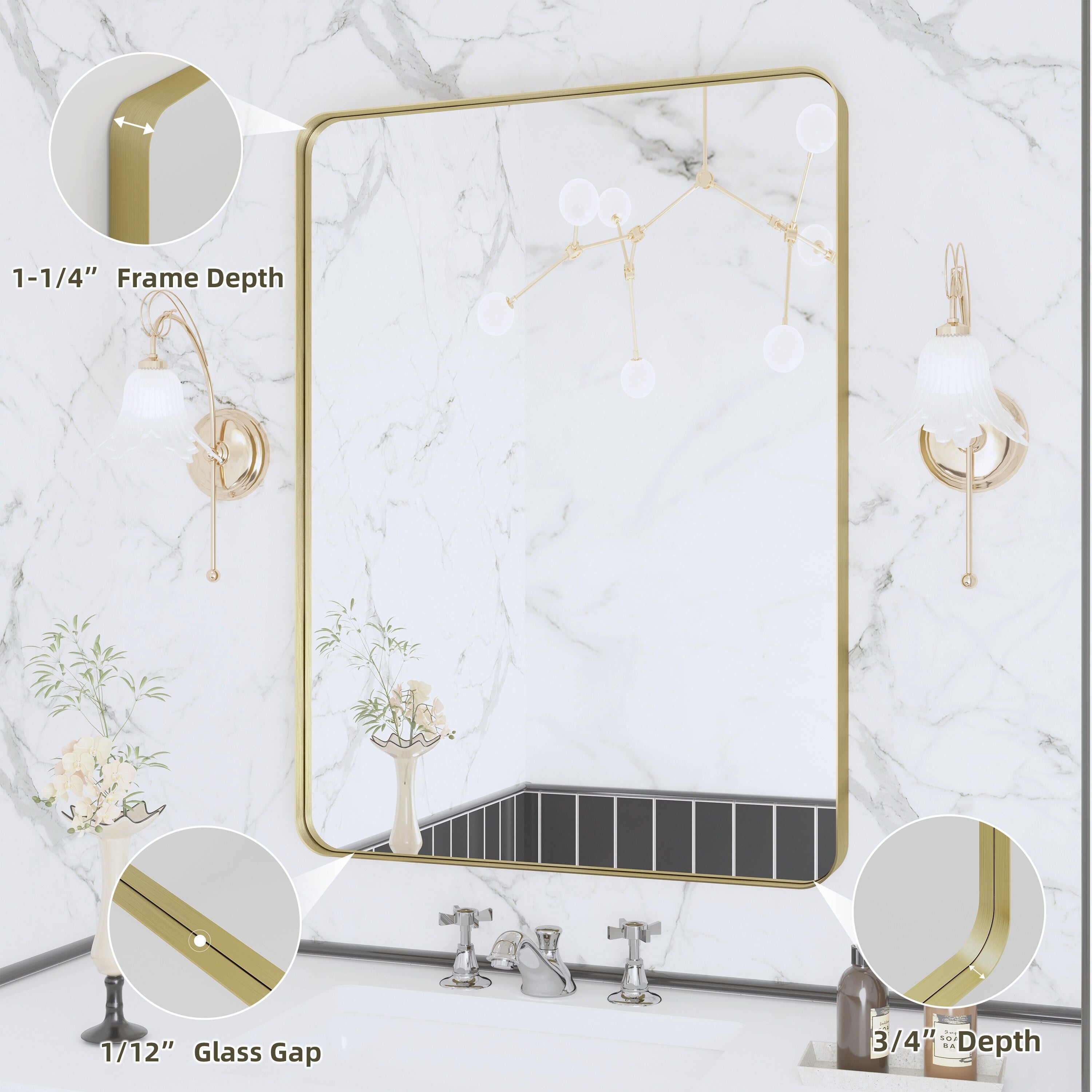 Framed Wall Mounted Bathroom Vanity Mirror