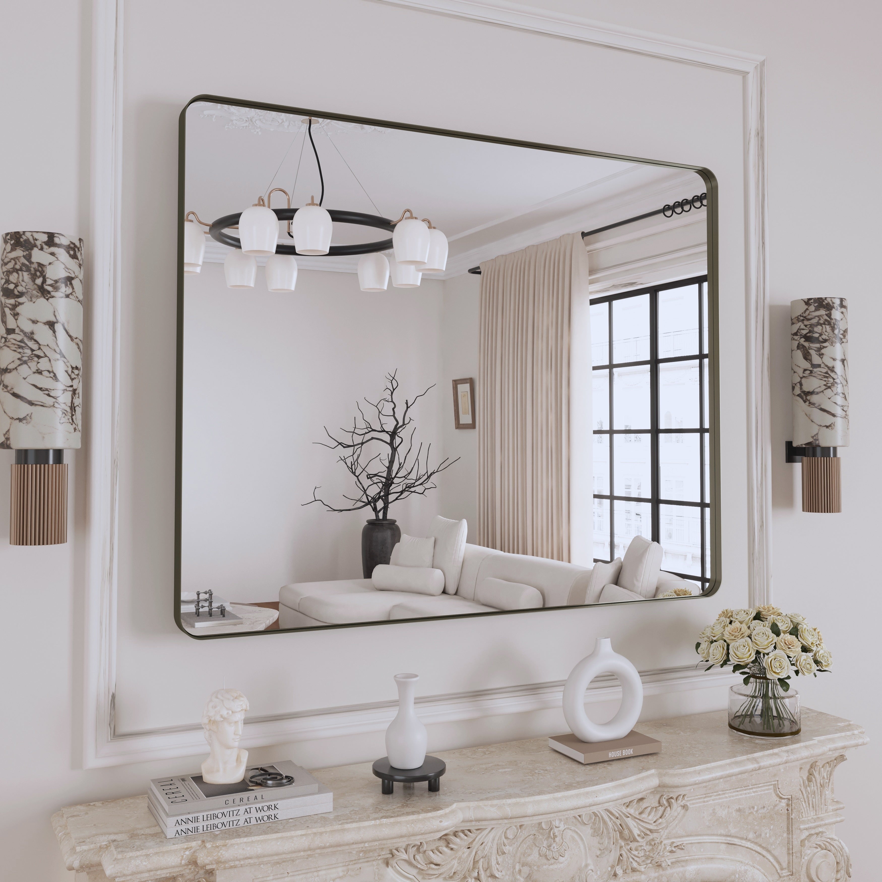 Framed Wall Mounted Bathroom Vanity Mirror