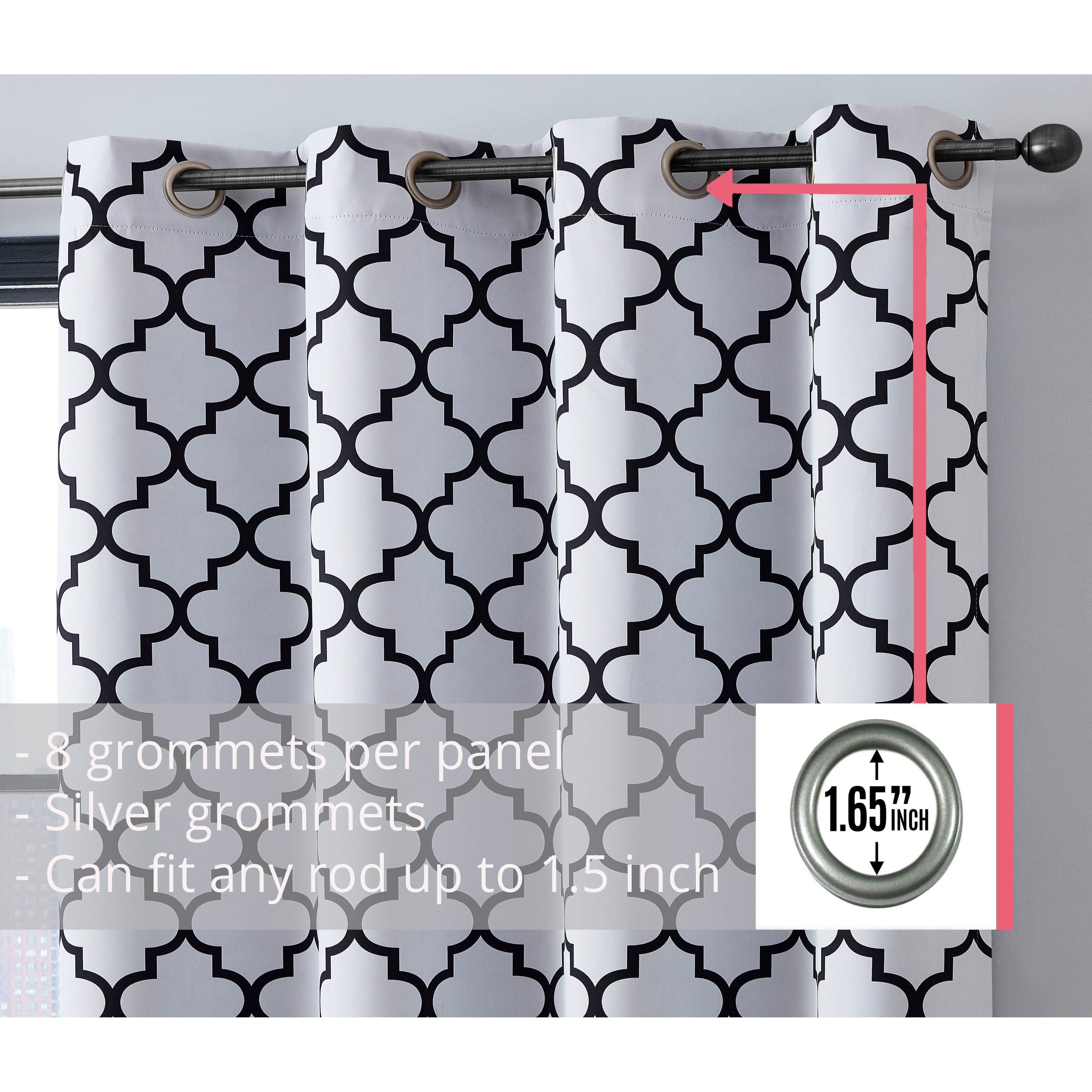 HLC.me Lattice Geometric Blackout Thermal Privacy Room Darkening Grommet Window Drapes Curtain Panels - Set of 2