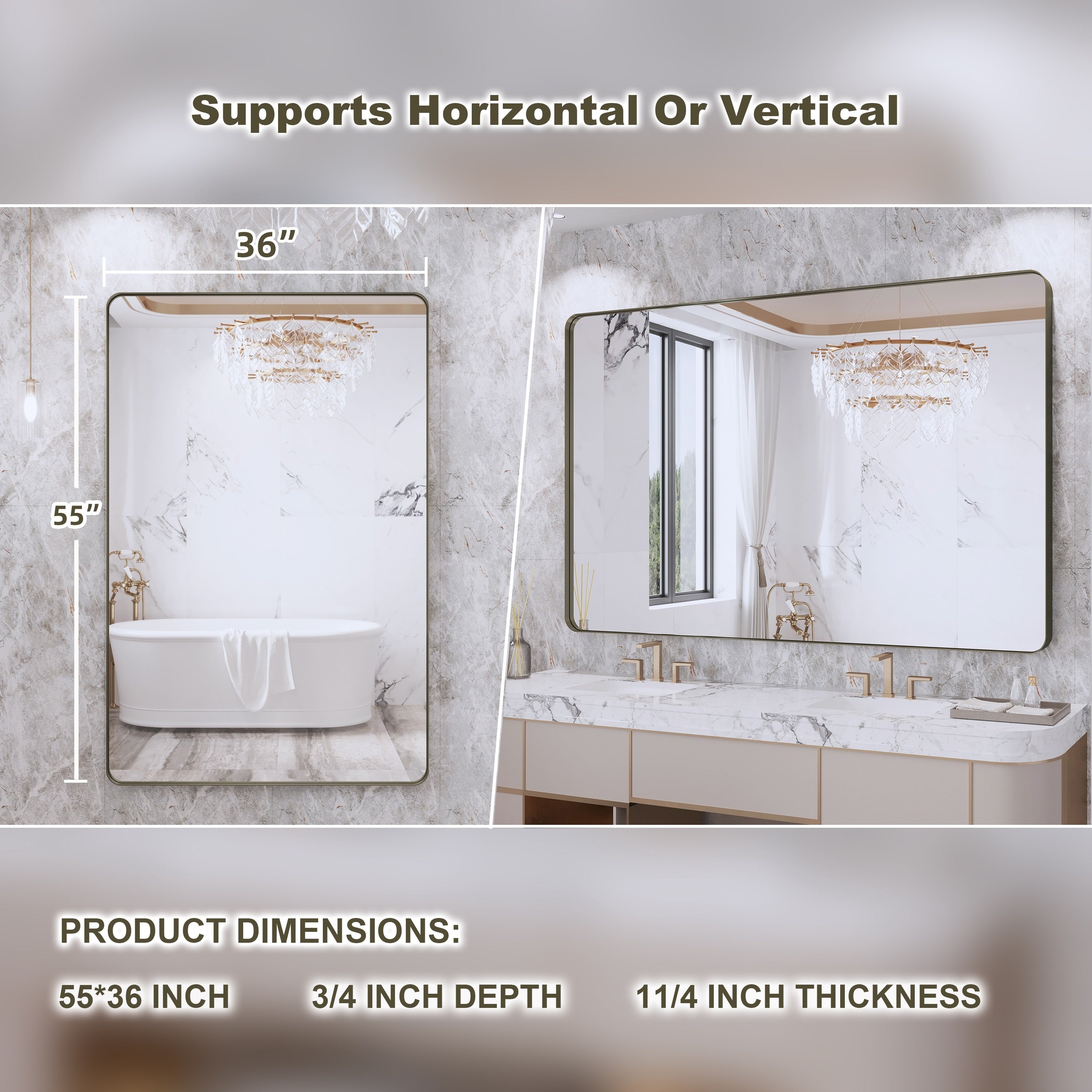 Framed Wall Mounted Bathroom Vanity Mirror