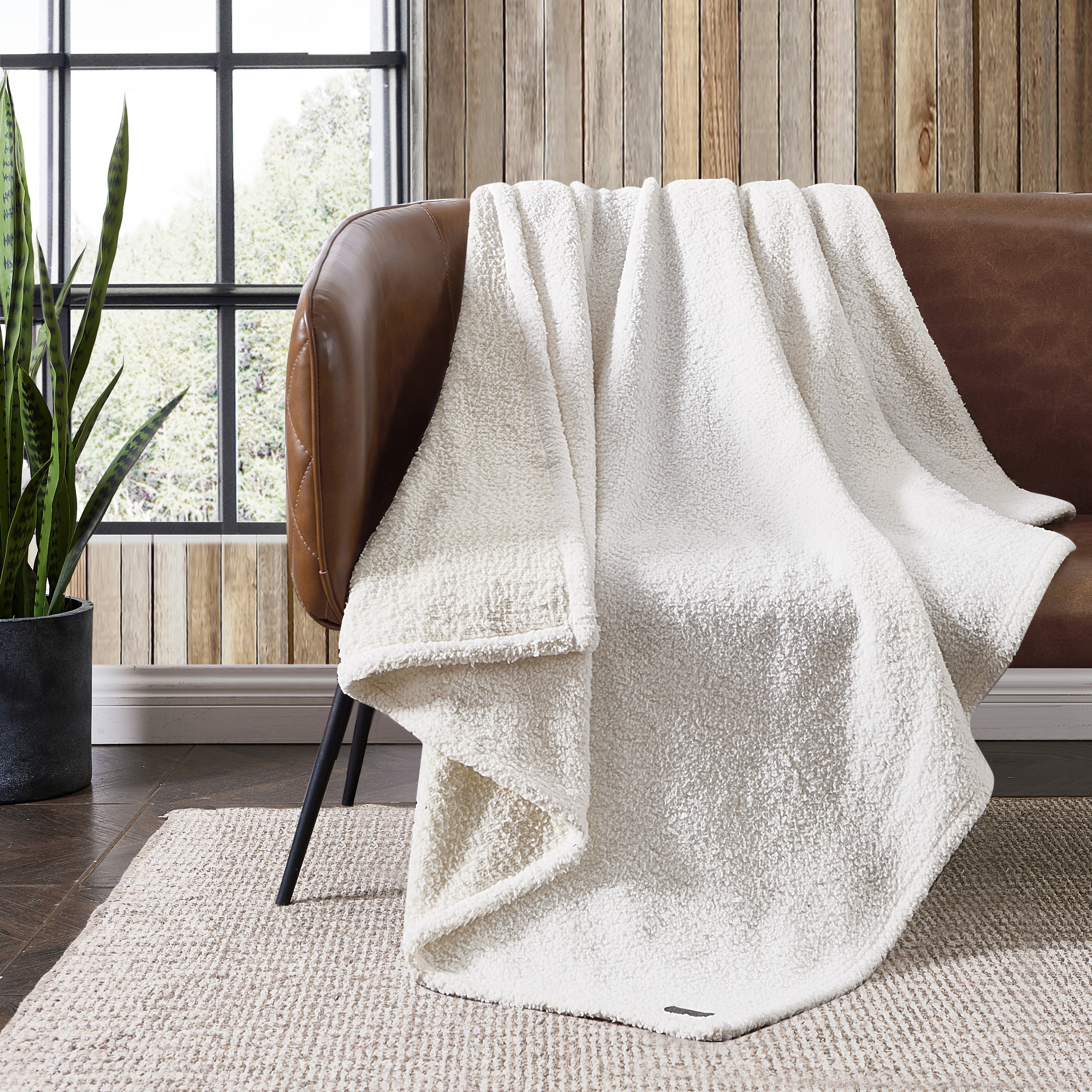 Eddie Bauer Printed Faux Shearling- Reversible Throw Blankets