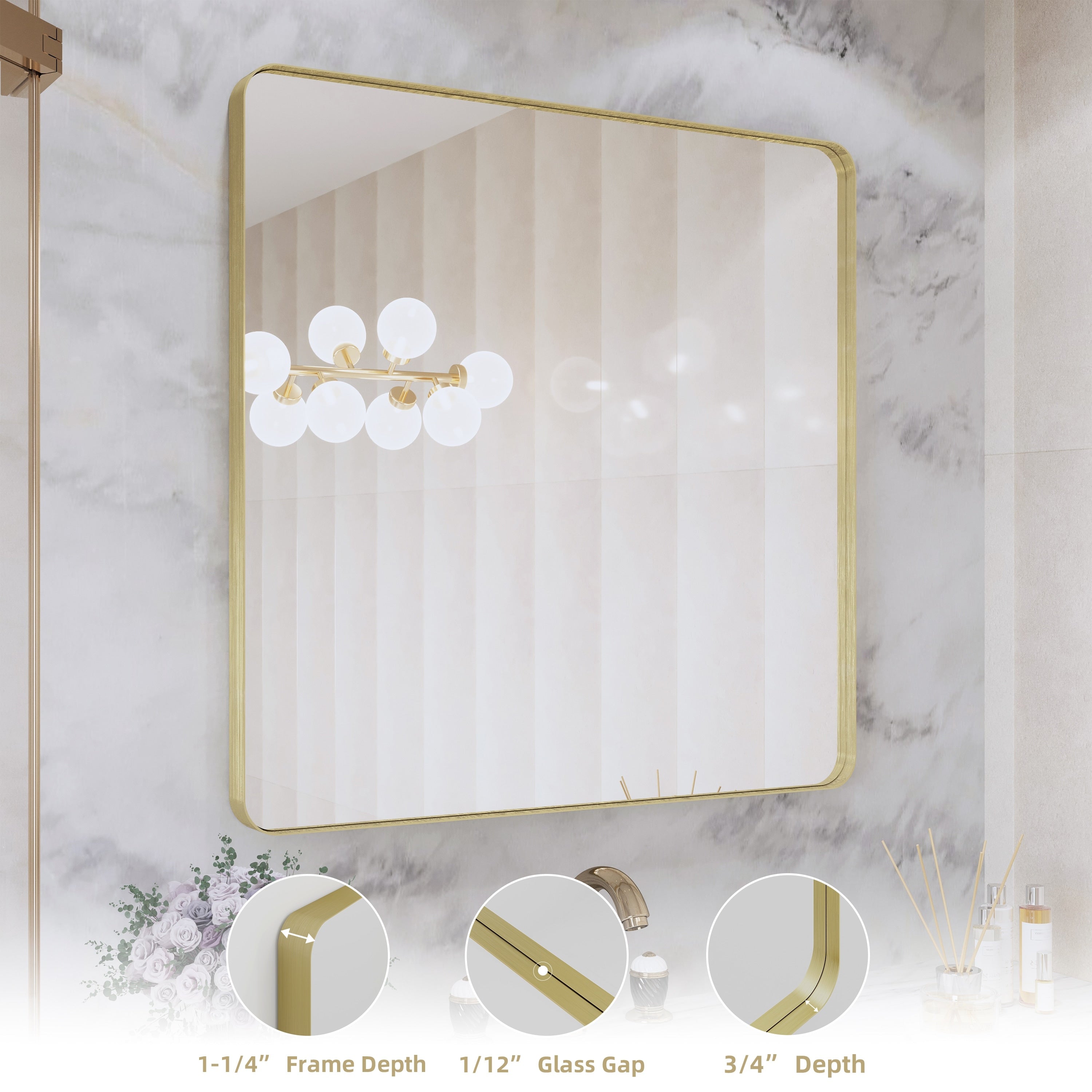 Framed Wall Mounted Bathroom Vanity Mirror