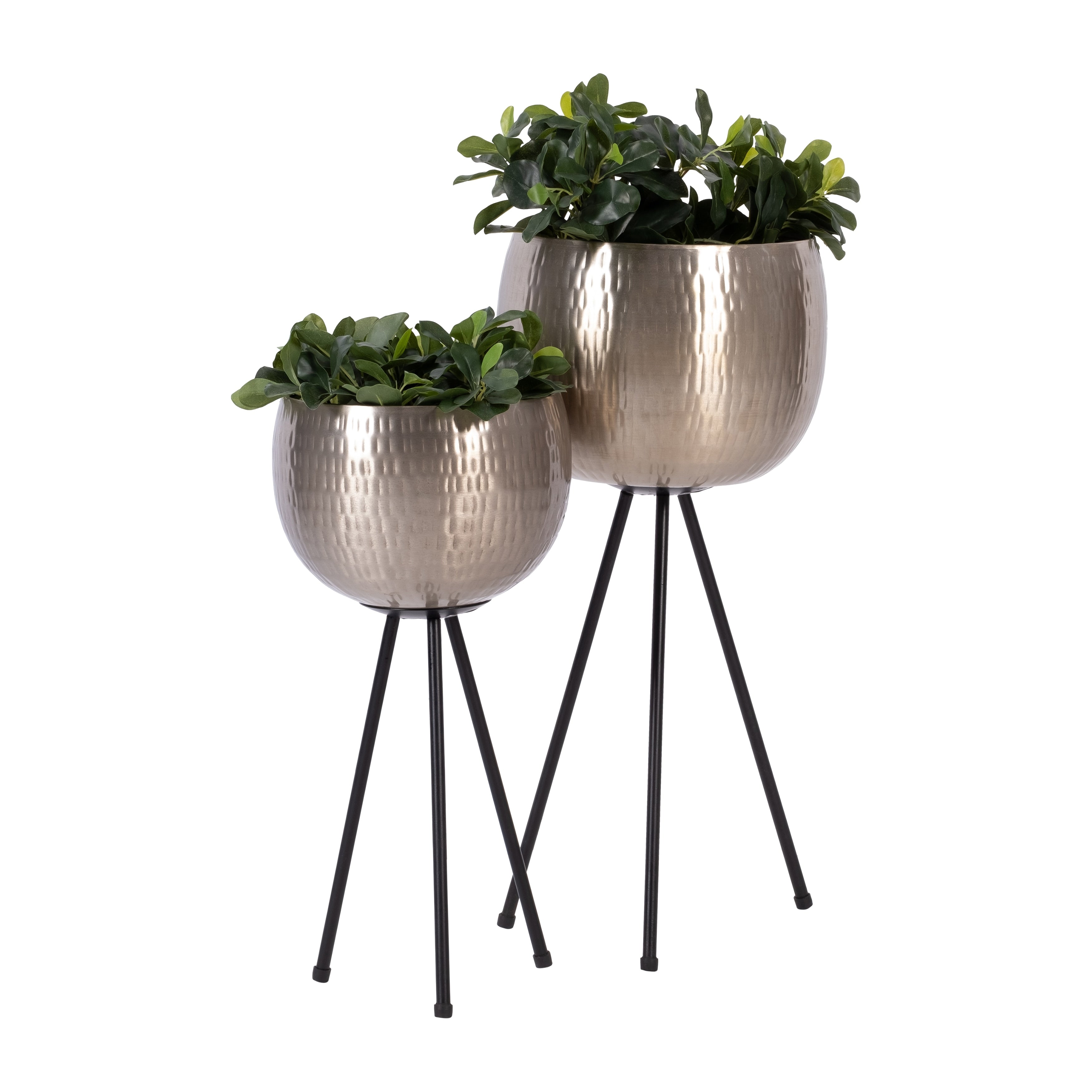 Sagebrook Home Set of 2 Sturdy Iron Planters on Modern Stands - Transform Your Living Space Into an Oasis