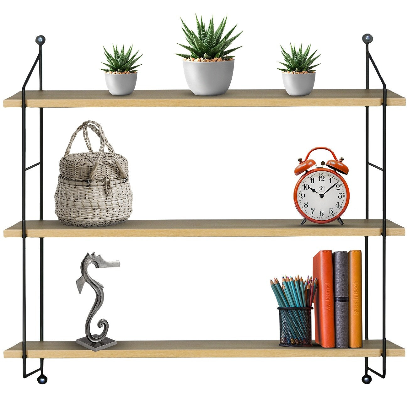 Sorbus Rustic Floating Shelf with Metal Brackets