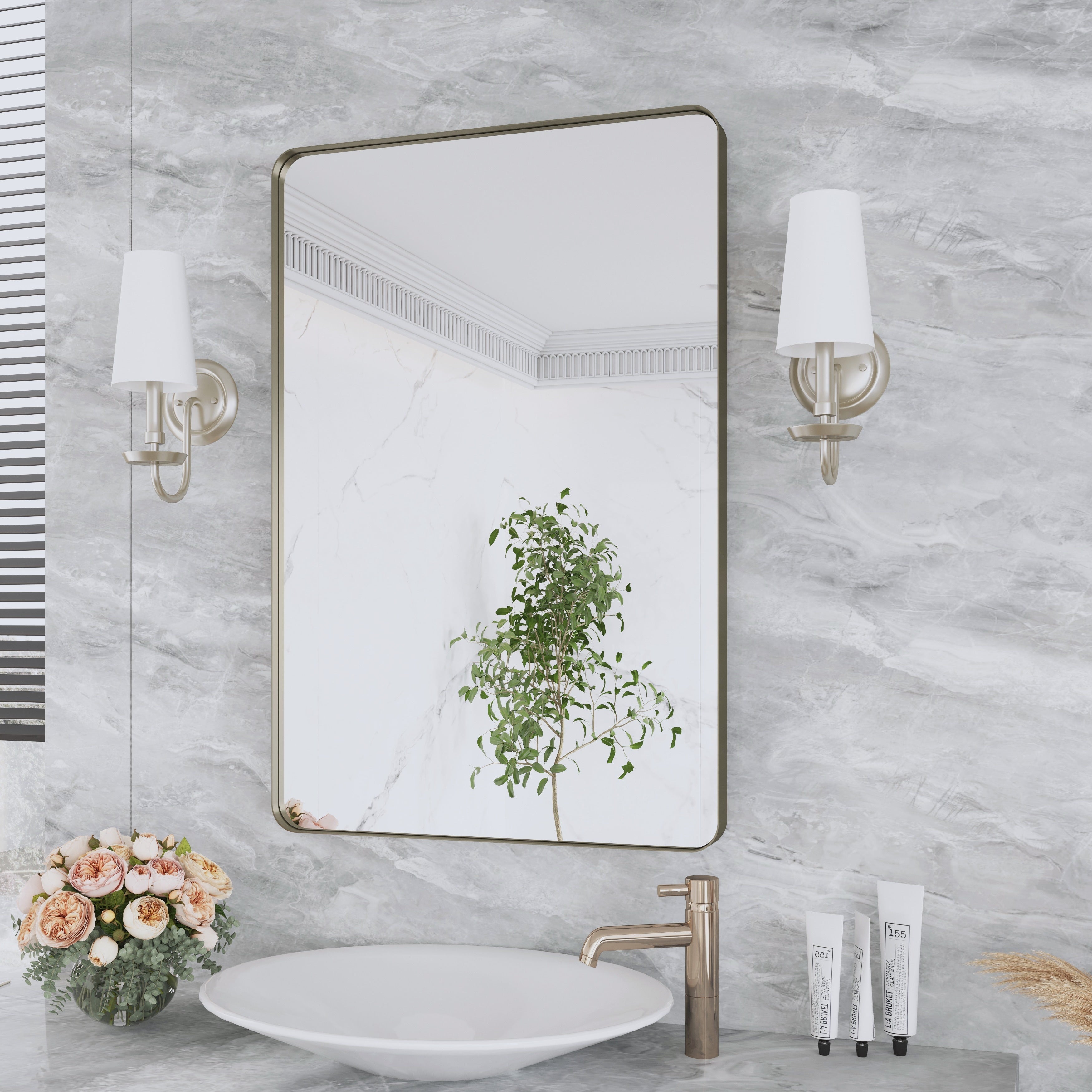 Framed Wall Mounted Bathroom Vanity Mirror