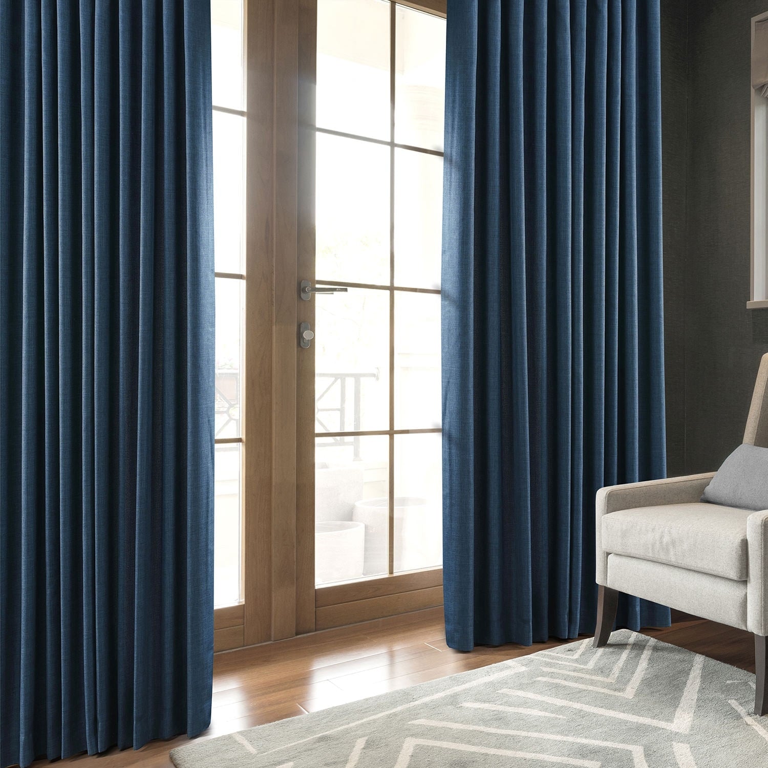 Exclusive Fabrics Italian Faux Linen Room Darkening Curtains for Bedroom & Living Room Curtains - Single Panel Window Curtains