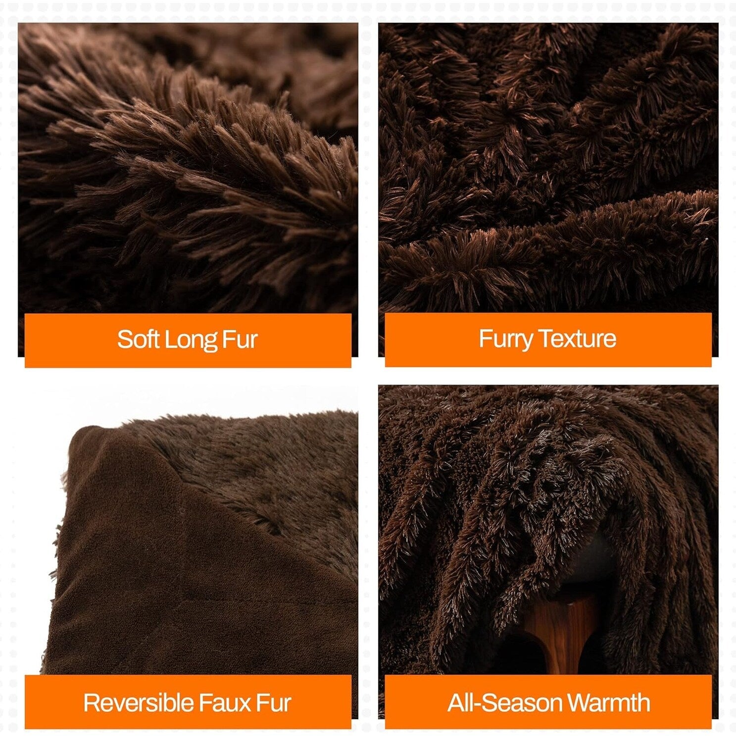 Cheer Collection Reversible Faux Fur Accent Throw Blanket