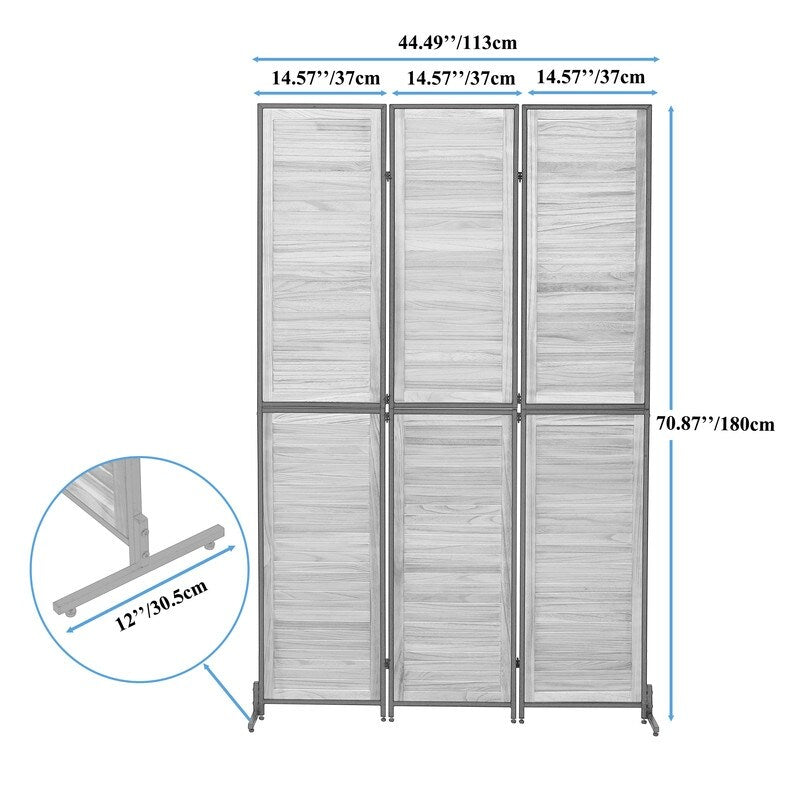 3 Panel Room Dividers and Folding Privacy Screen Natural Wooden Room Partitions