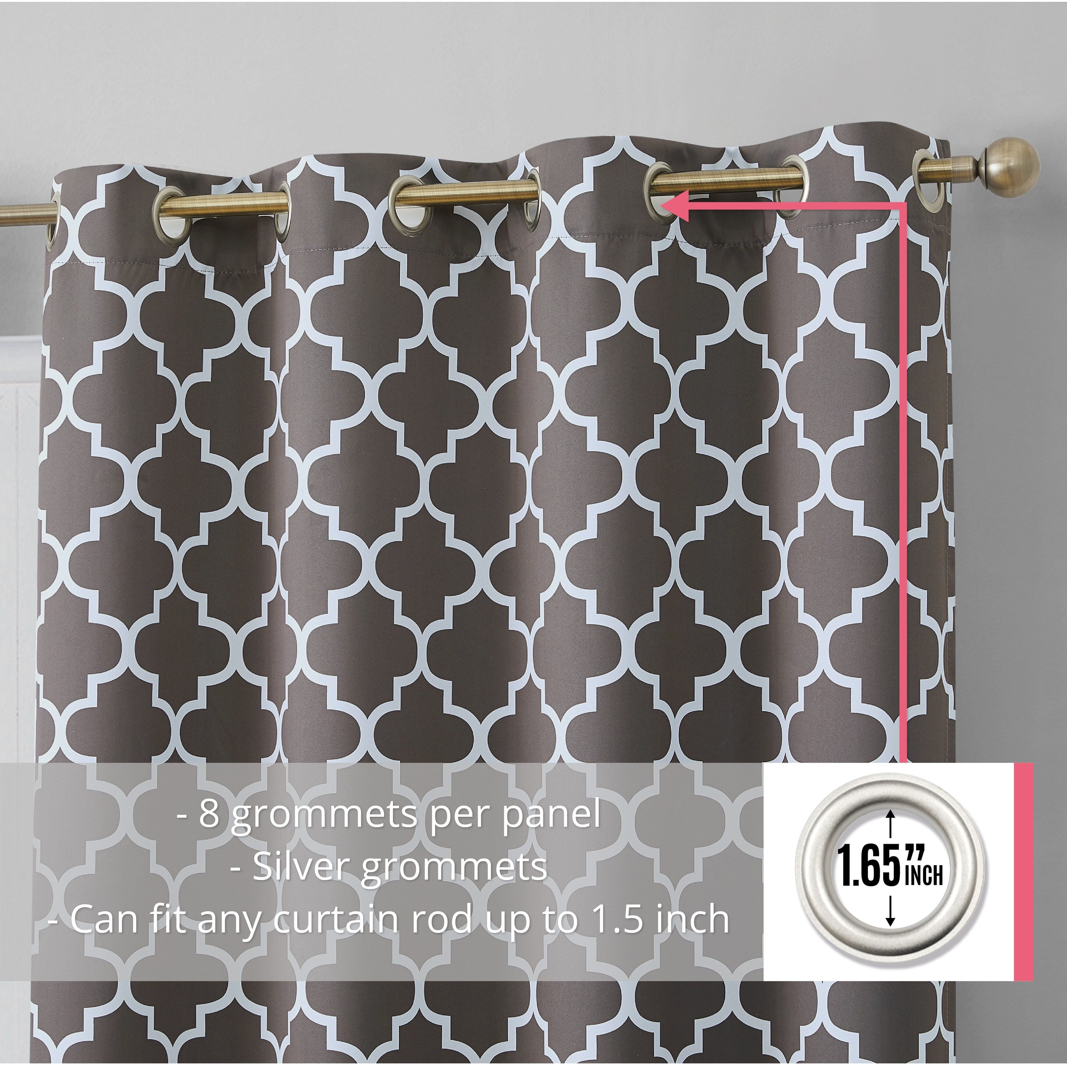 HLC.me Lattice Geometric Blackout Thermal Privacy Room Darkening Grommet Window Drapes Curtain Panels - Set of 2