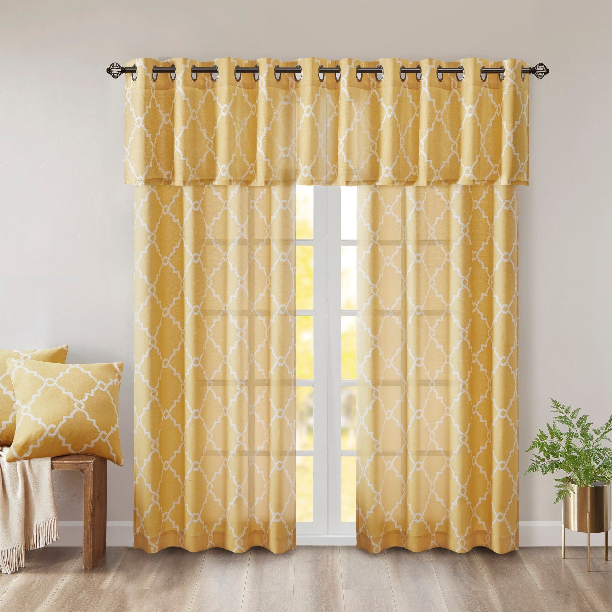 Madison Park Westmont Fretwork Print Grommet Top Window Single Curtain Panel