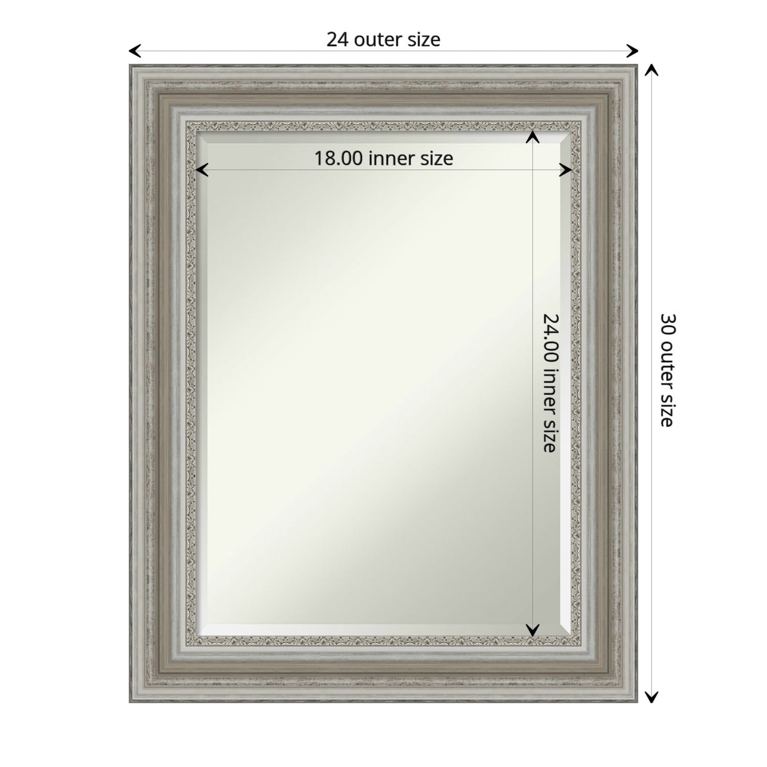 Beveled Bathroom Wall Mirror - Parlor Silver Frame