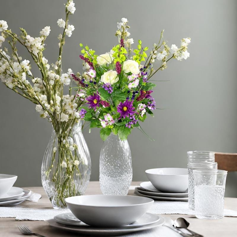 Artificial Silk Dahlia, Morning Glory, and Ranunculus 30-stem Bush