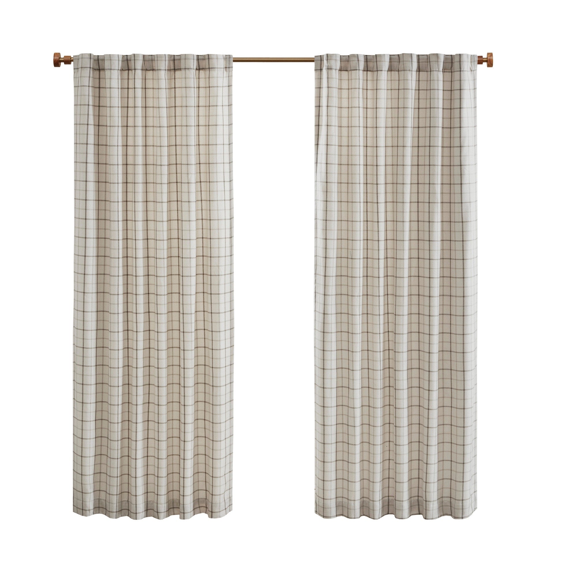 Madison Park Salford Plaid Rod Pocket and Back Tab Single Curtain Panel with Fleece Lining