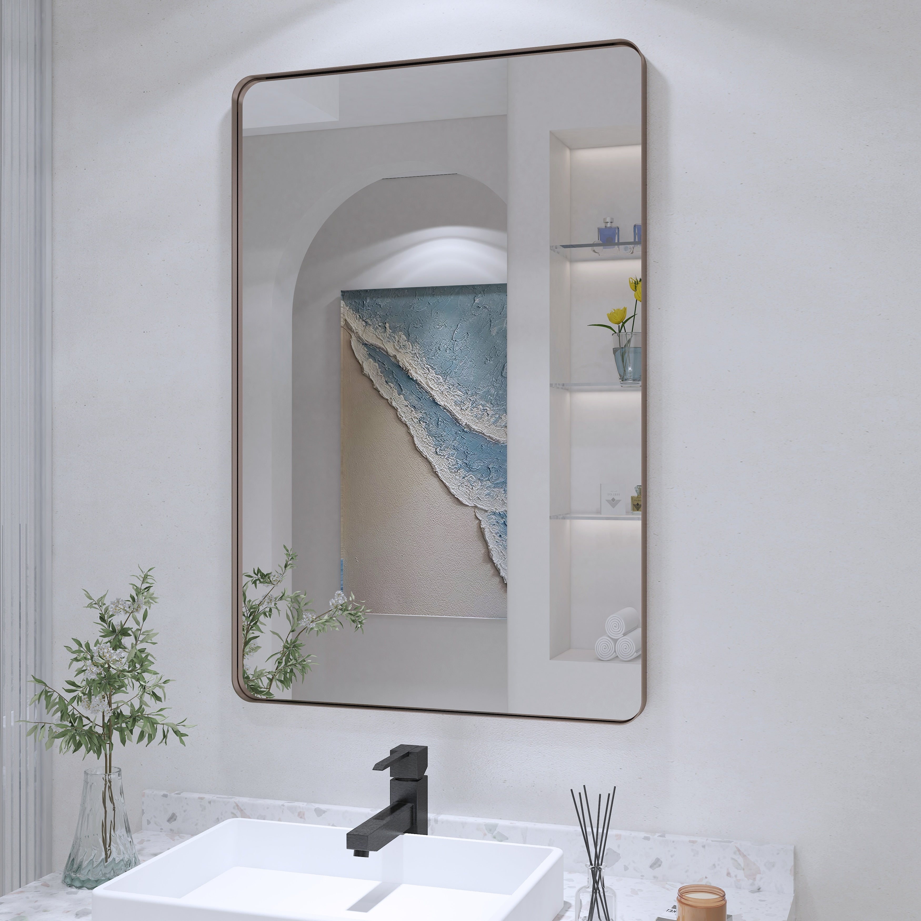 Framed Wall Mounted Bathroom Vanity Mirror