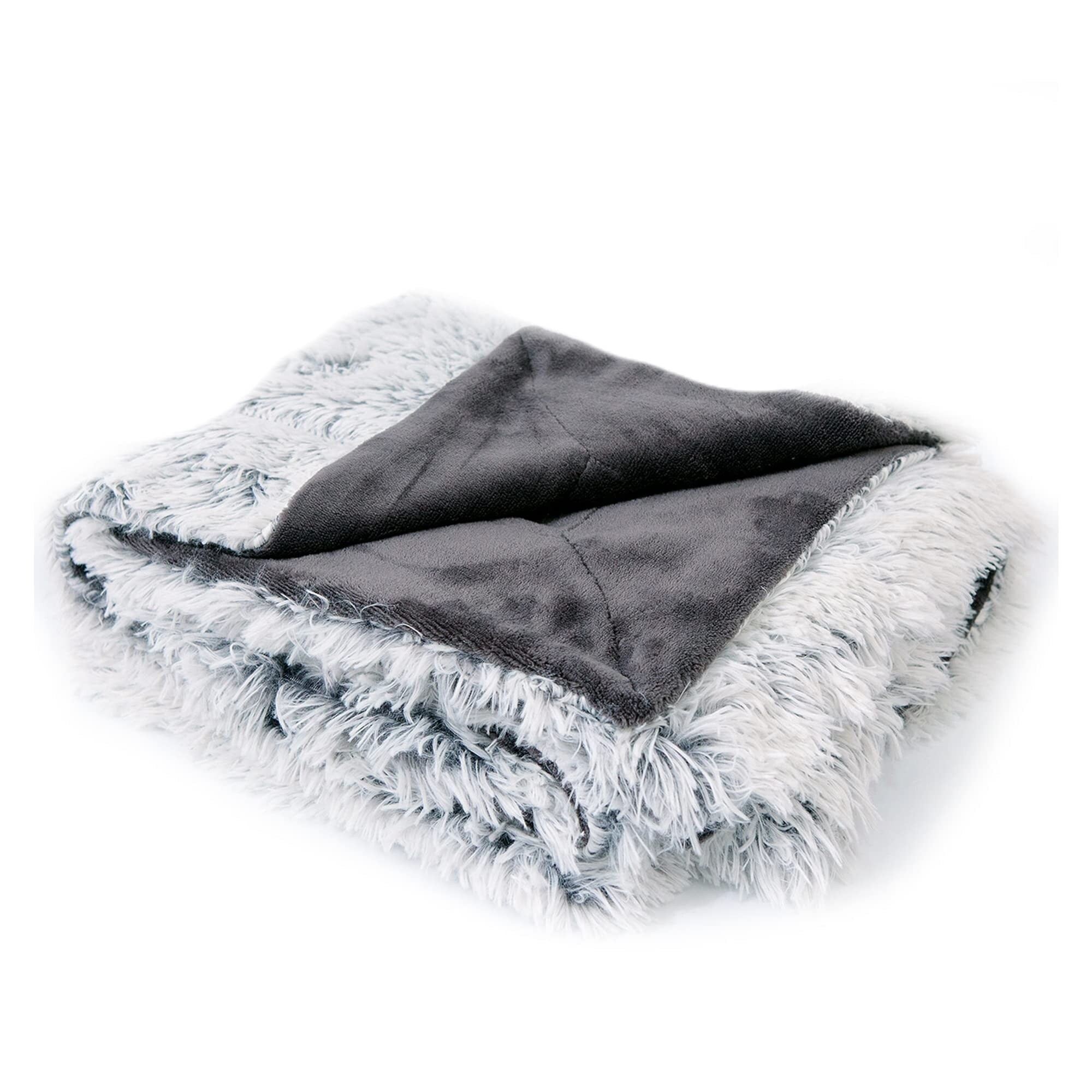 Cheer Collection Reversible Faux Fur Accent Throw Blanket