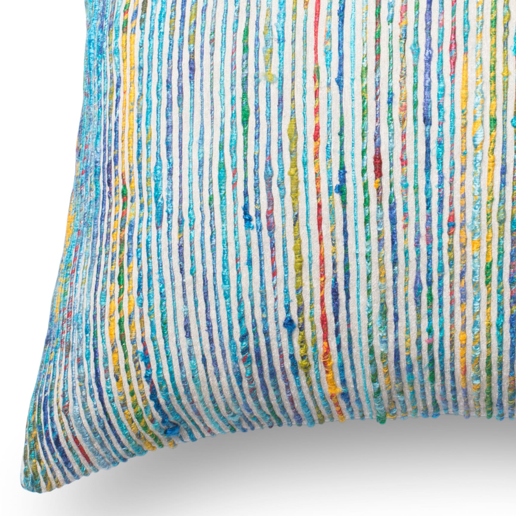 Recycled Sari Silk Stripe Square 22-inch Throw Pillow or Pillow Cover