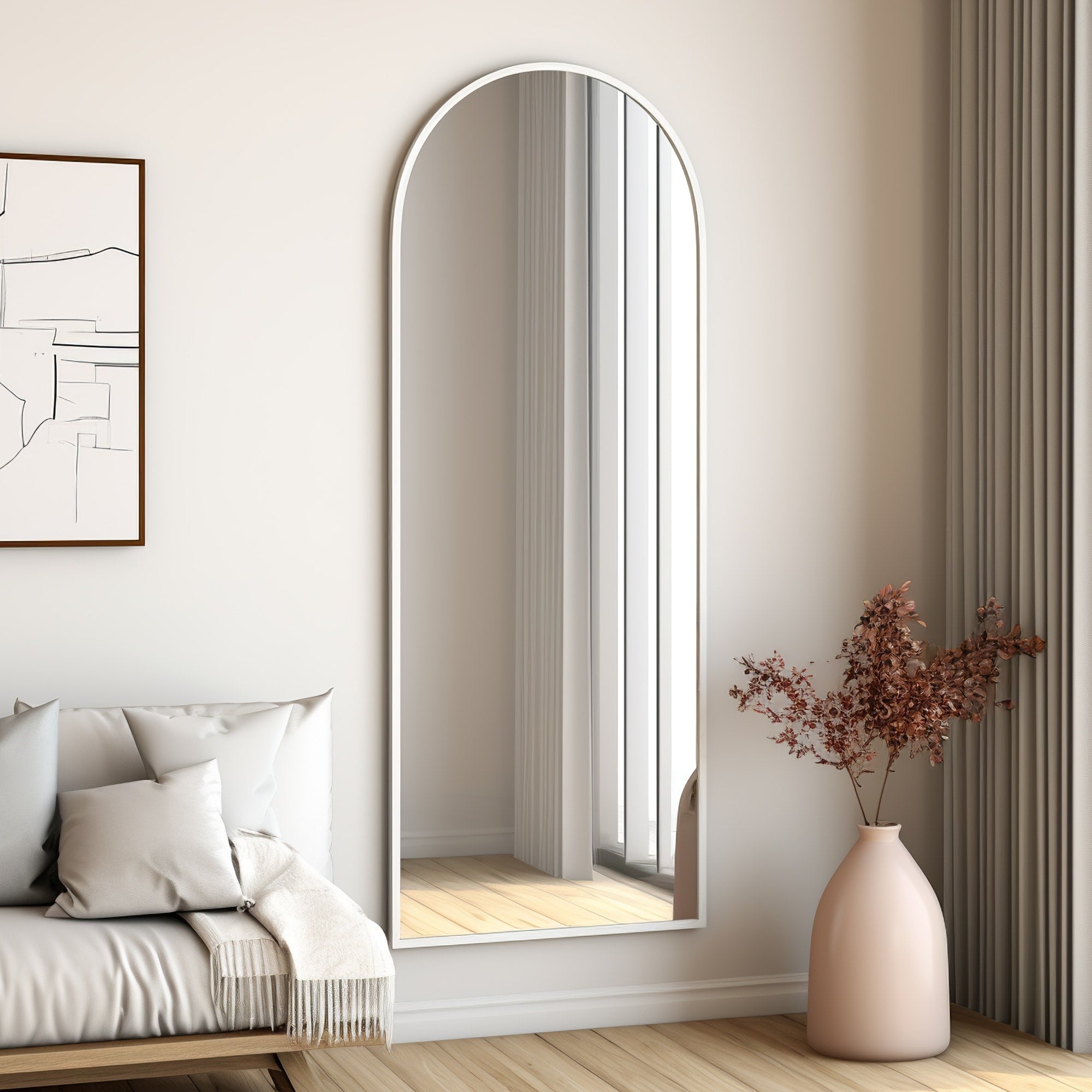 Dovelina Arched Full Length Floor Wall Mirror Standing Mirror