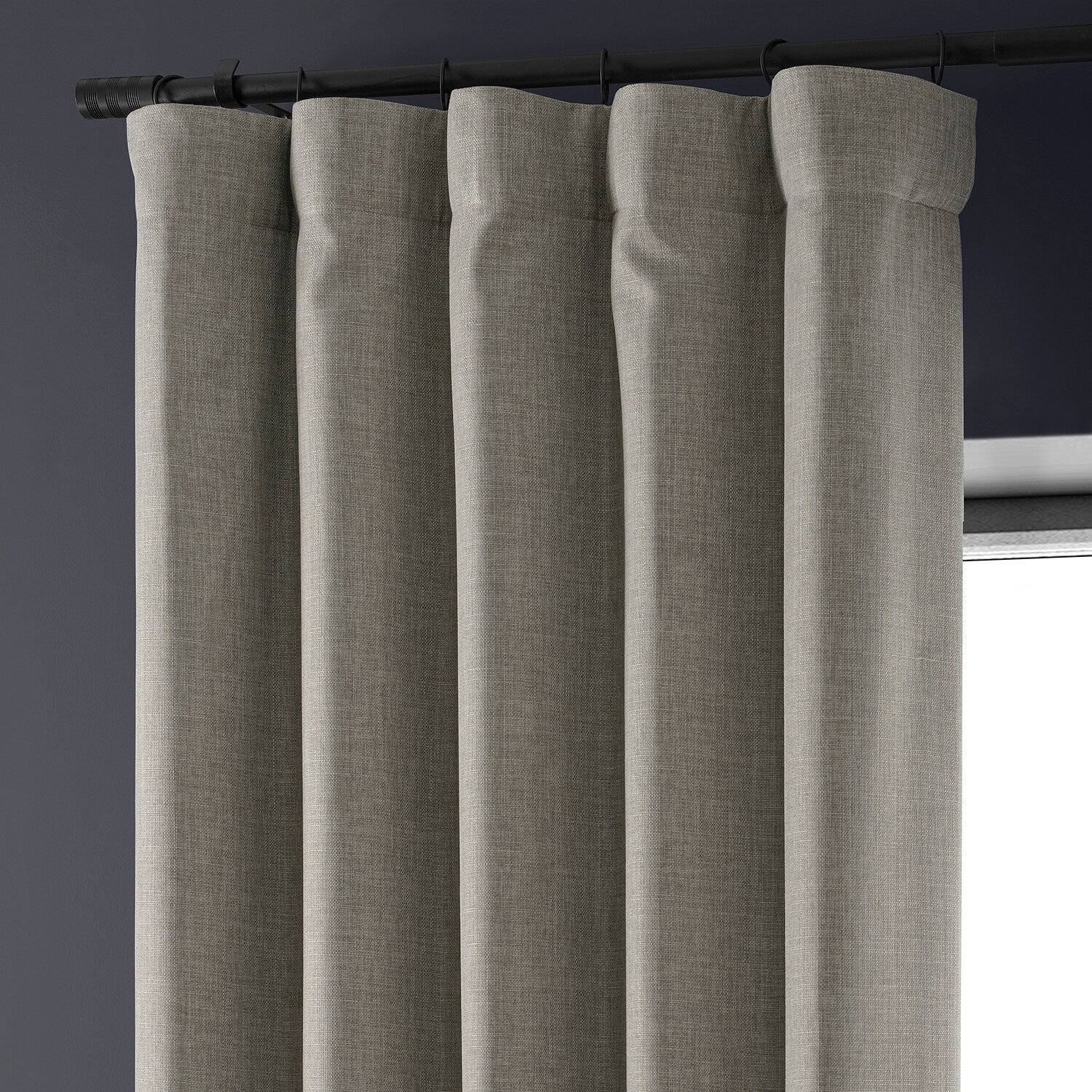 Exclusive Fabrics Faux Linen 100% Blackout Curtains Heat and Light Blocking - (1 Panel)