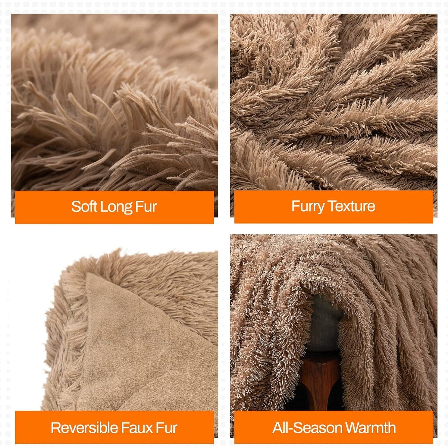 Cheer Collection Reversible Faux Fur Accent Throw Blanket