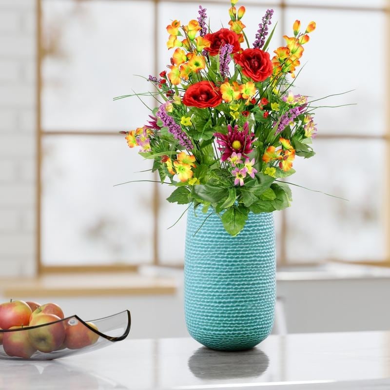 Artificial Silk Dahlia, Morning Glory, and Ranunculus 30-stem Bush