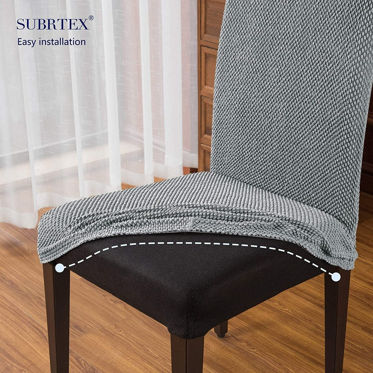 Subrtex 4 PCS Stretch Dining Chair Slipcover Textured Grain Cover