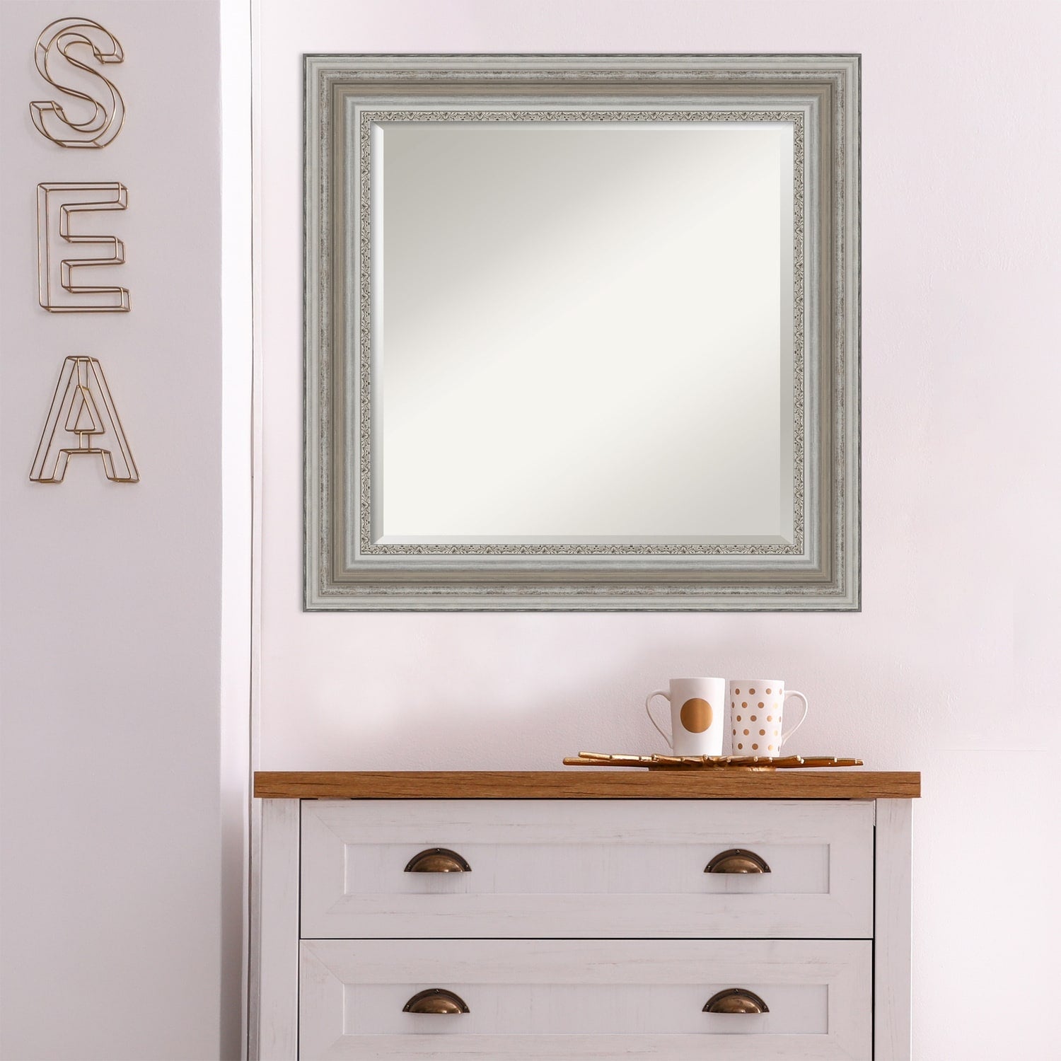 Beveled Bathroom Wall Mirror - Parlor Silver Frame