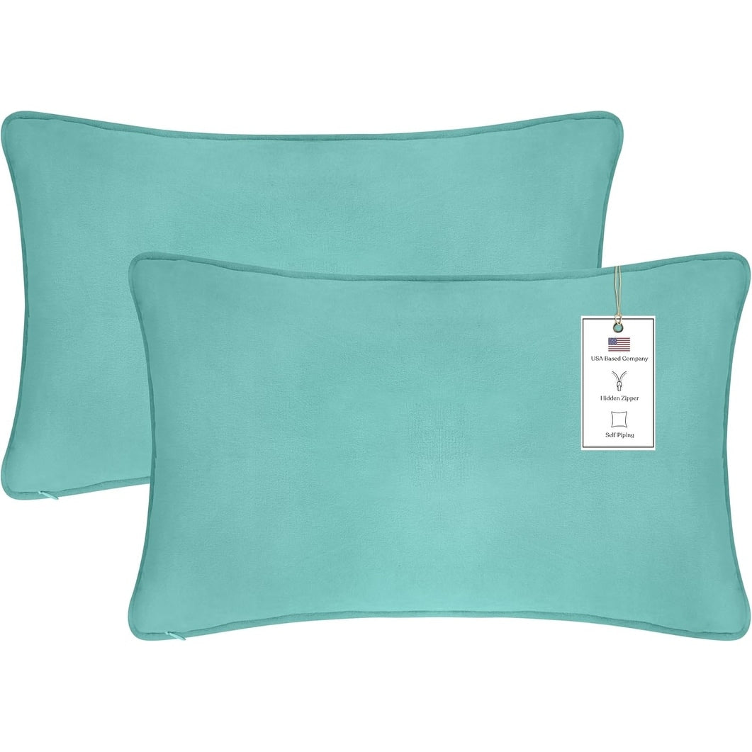 A1HC Set of 2 Luxurious Fine Soft Velvet Throw Pillow Covers Only, For Sofas, Beds, Vibrant Colors and Hidden Zipper