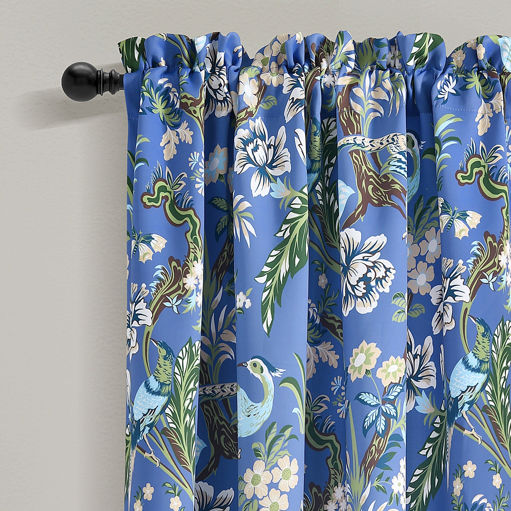 Lush Decor Dolores Light Filtering Floral Bird Print Curtain Pair Panels