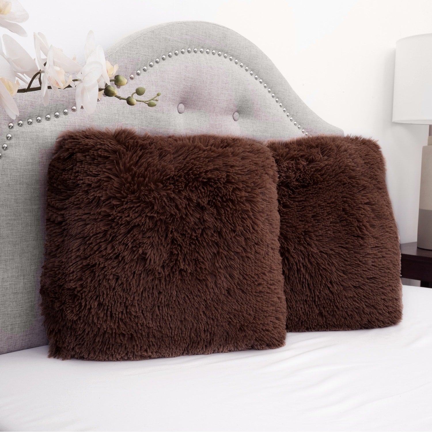 Faux Fur Decorative 18-inch Throw Pillows (Set of 2)