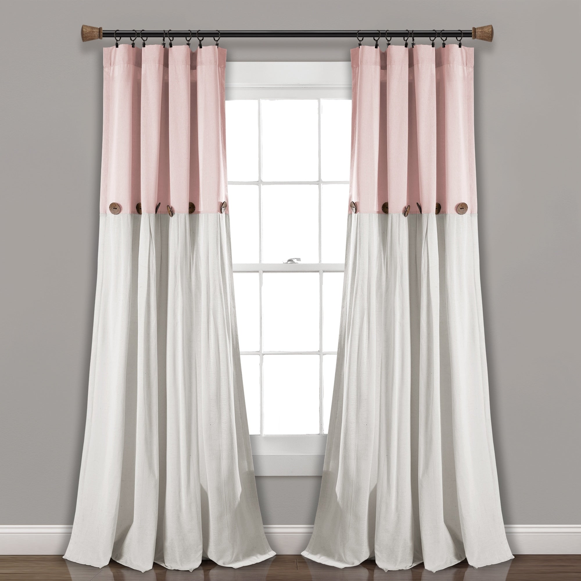 Lush Decor Linen Button Single Panel Window Curtain